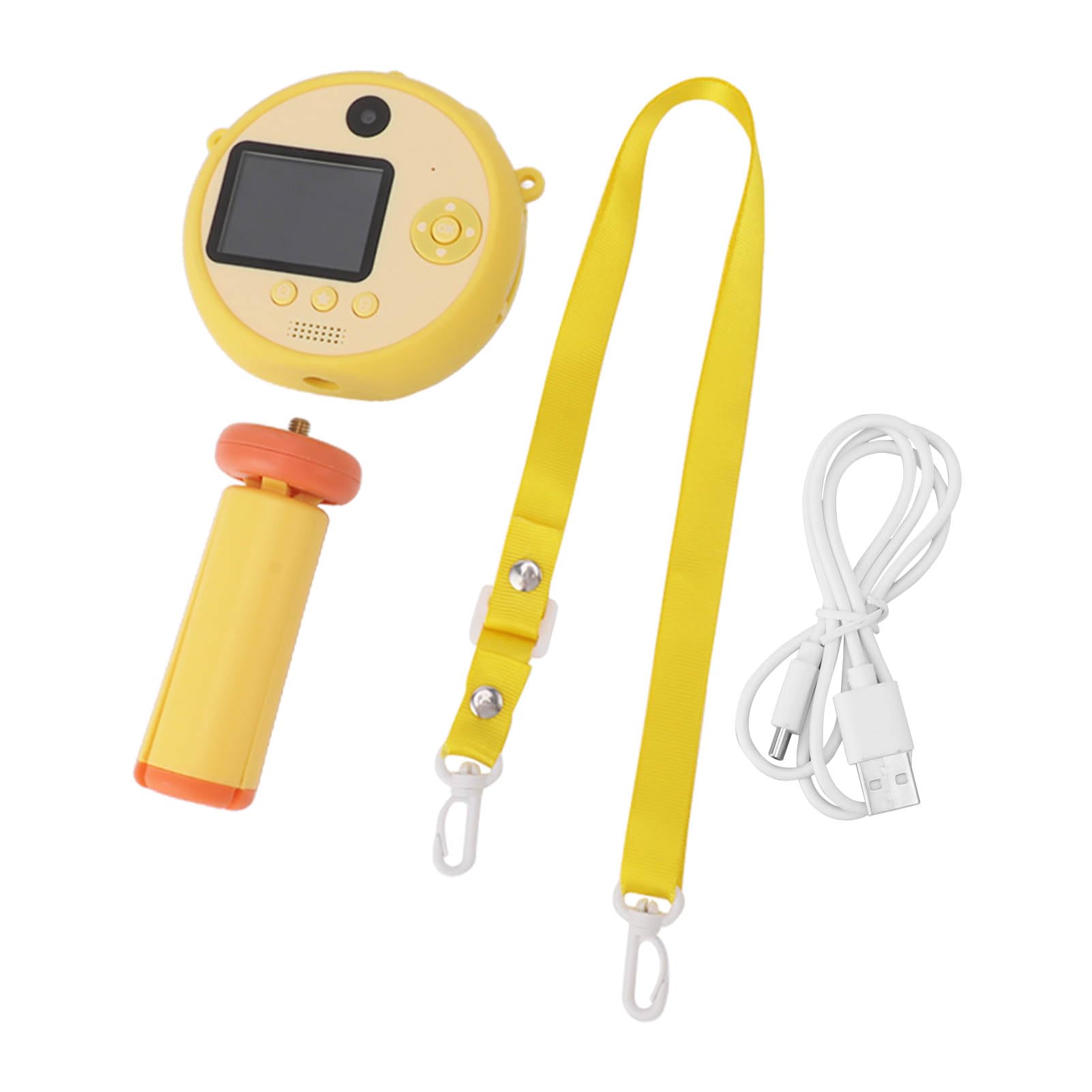 48MP Kids Selfie Camera with Stand - 2.0 Inch HD Screen, Dual Cameras for Photos & Videos, Built-in Games & Music - Perfect Birthday Gift for Boys & Girls (Yellow) - Great for Parties, Travel & Creative Play