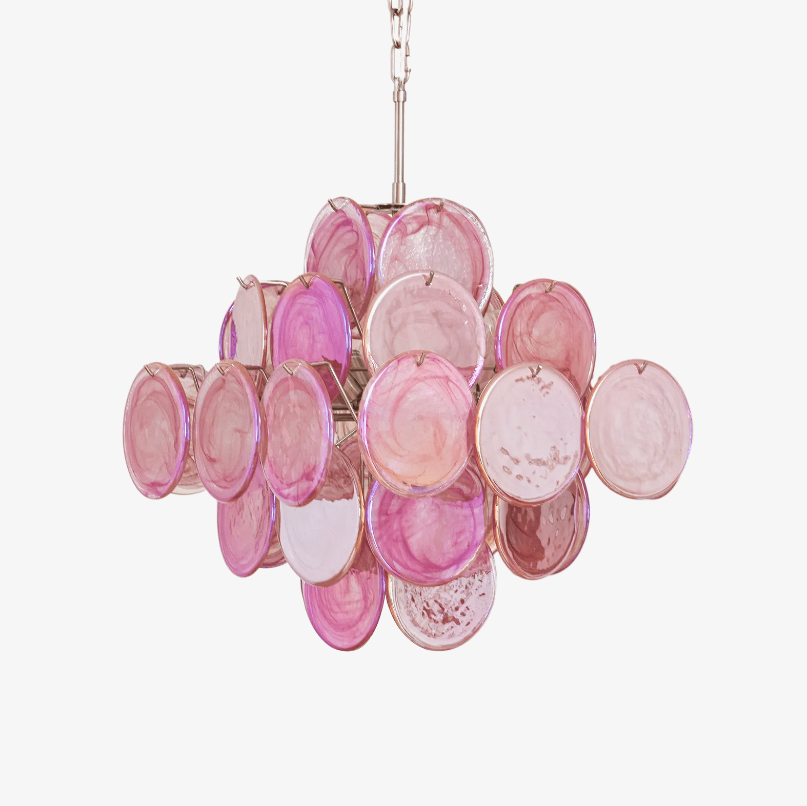 Elegant Aurelia Pink Murano Glass Chandelier - Handcrafted Italian Lighting Fixture for Dining Room & Bedroom Decor