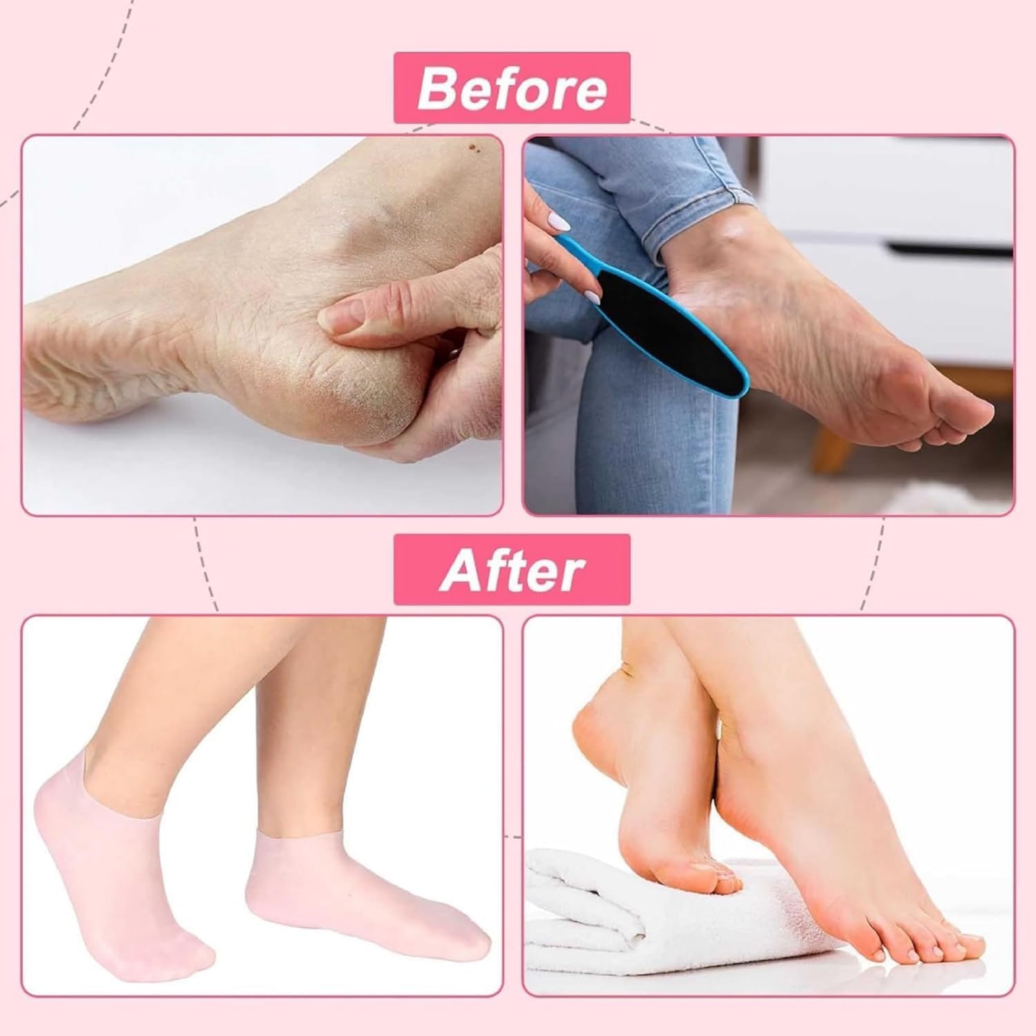 QUIQSHIPP Aloe Silicone Heel Socks for Women - Moisturizing Gel Foot Socks to Repair Dry & Cracked Heels | Soft Spa Pedicure Socks for Winter Foot Care | Waterproof Silicone Gel Socks for Home Relaxation & Professional Salon Treatments