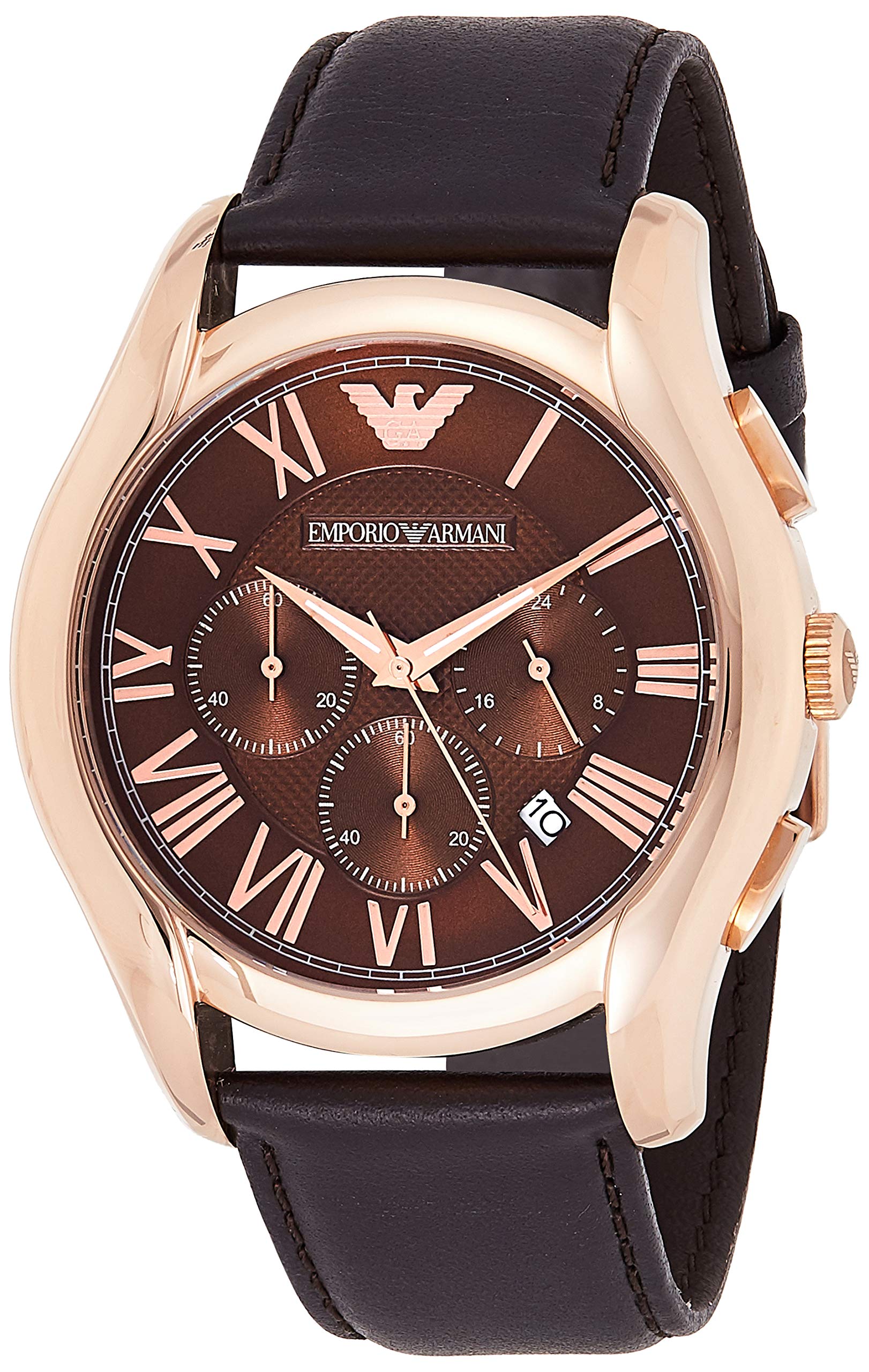 Emporio Armani Men's AR1701 Brown Leather Dress Watch - Luxury Business & Formal Wear Timepiece for Office, Weddings & Special Occasions