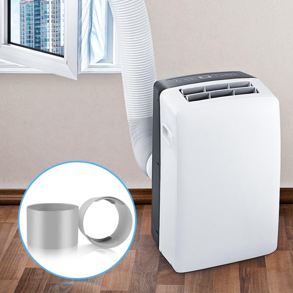5.9 Inch Air Conditioner Hose Coupler - AC Hose Extension Connector for Portable AC Units (Clockwise & Counter-Clockwise Thread, Grey) - Perfect for Home, Office, RV & Camping Cooling Solutions
