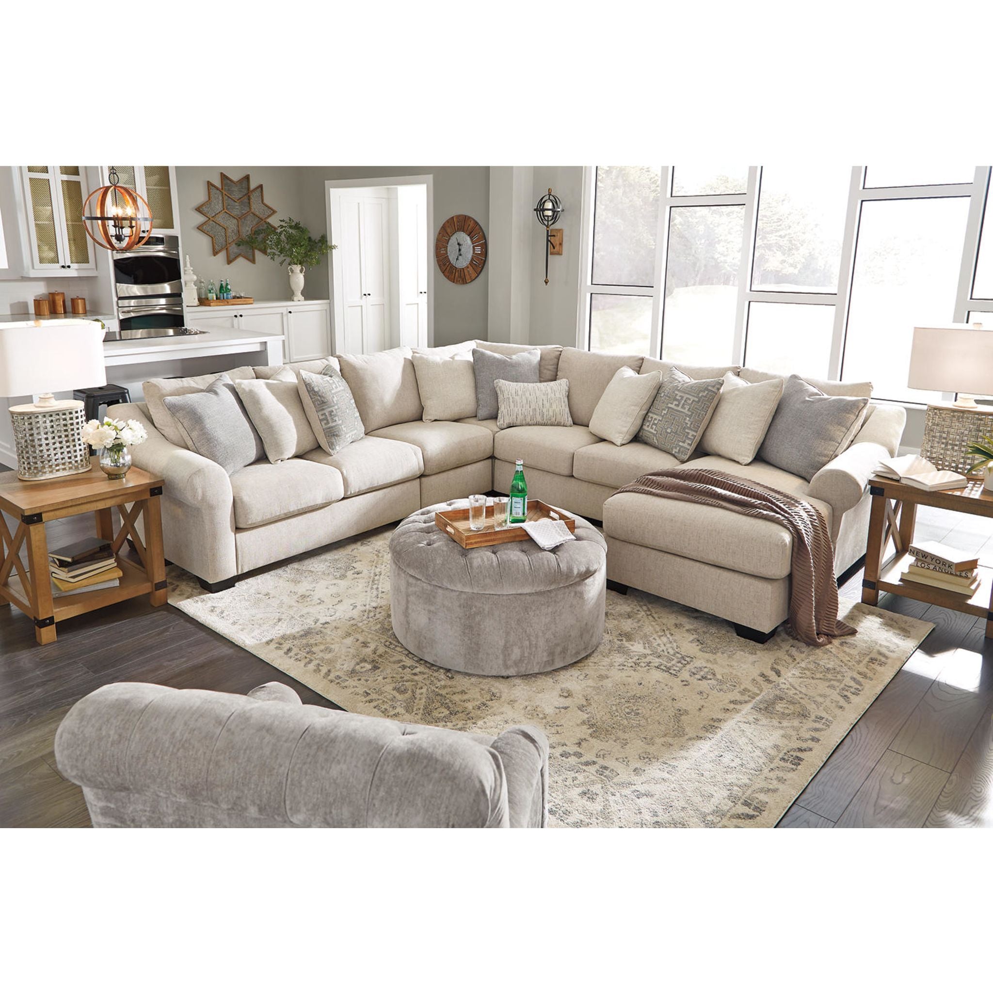 Luxury Oversized Accent Ottoman - Modern Round Footstool Pouf with Tufted Design for Living Room, Bedroom & Home Decor - Extra Large Comfortable Seating or Ottoman Coffee Table Alternative