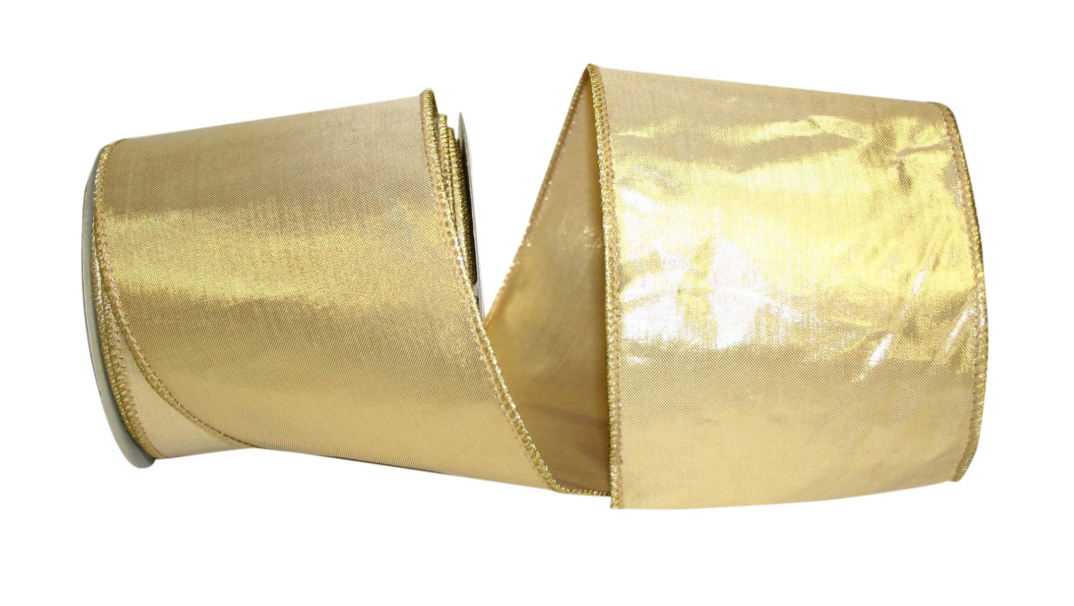 Reliant Ribbon Lame Luxury Wired Edge Ribbon - 4 Inch x 10 Yards, Platinum - Perfect for Gift Wrapping, Wedding Decorations & DIY Crafts