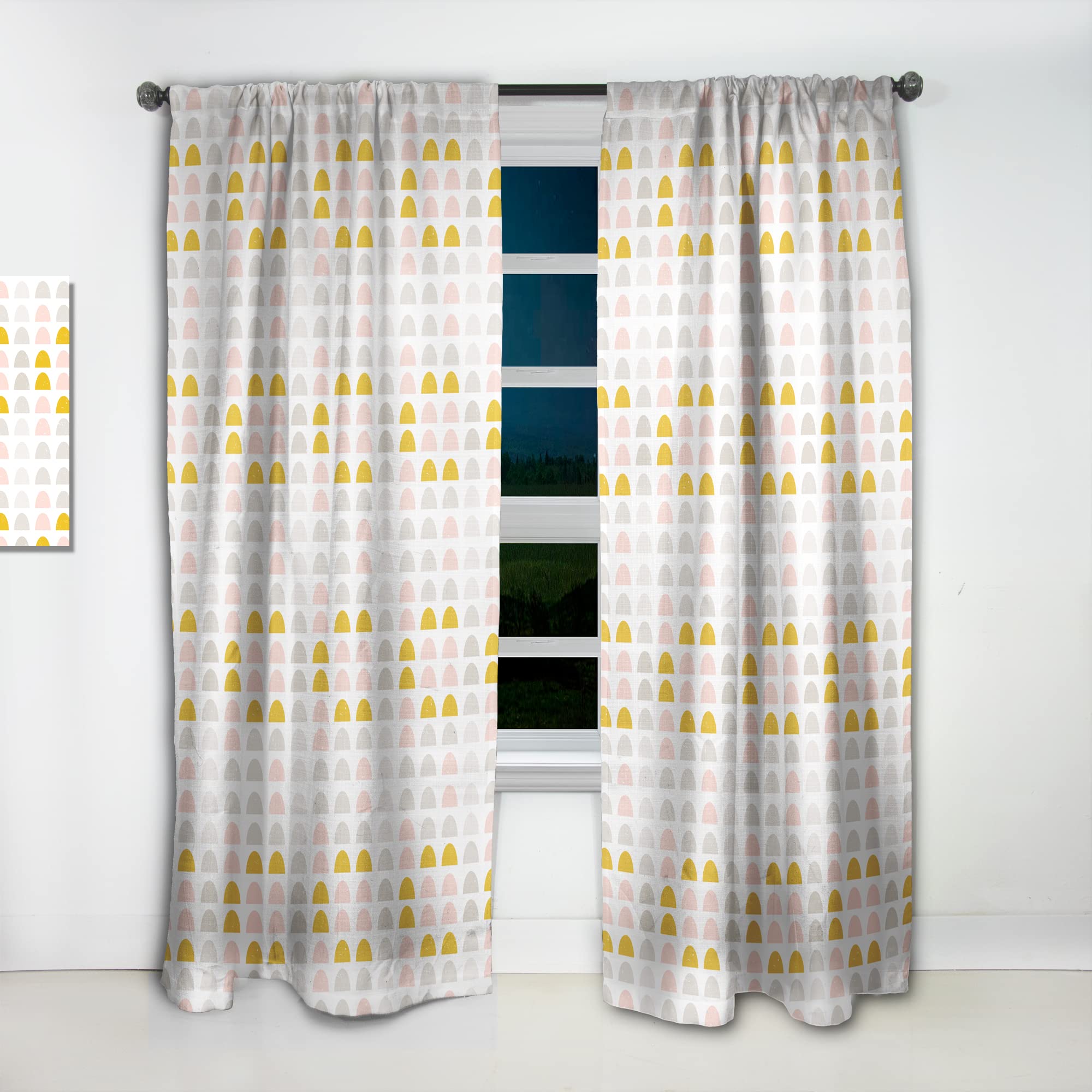 DesignQ Thermal Insulated Retro Pastel Circular Pattern Curtains - Single Panel 52x90 Inches - Blackout Drapes for Bedroom & Living Room - Perfect for Home Decor and Light Control