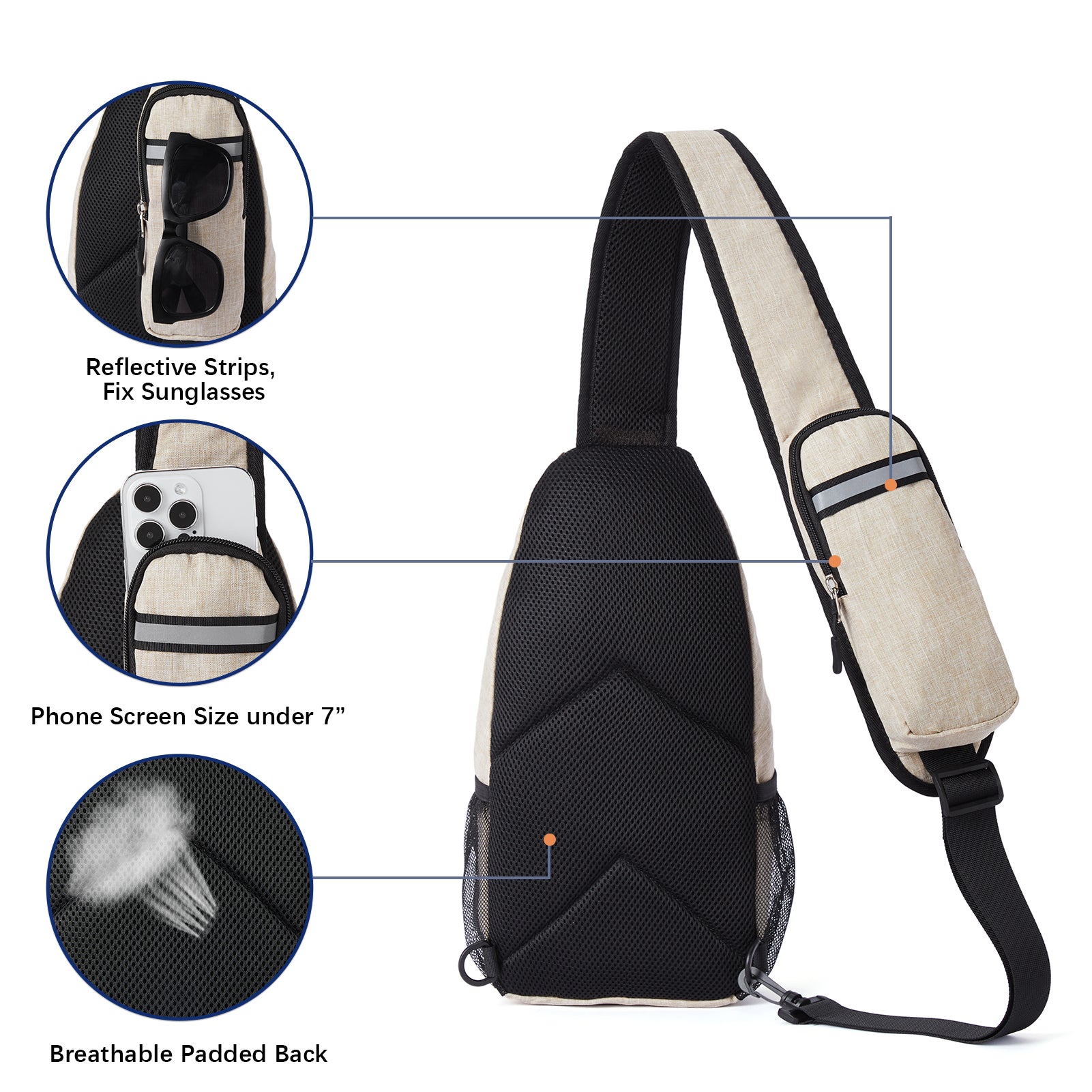 Nova Sling Bag with Phone Pocket & Anti-Theft Design - Crossbody Chest Bag for Men Women, Perfect for Travel, Hiking & Everyday Use