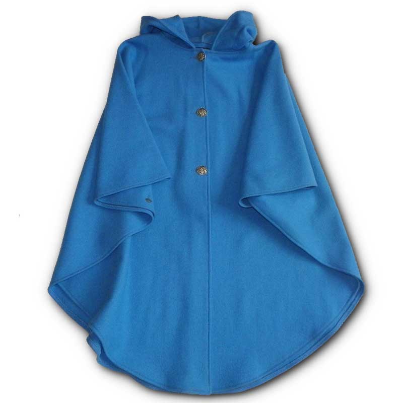 Traditional Button Cape - Columbia Blue Waterproof Outdoor Raincoat for Hiking, Camping & Travel | Windproof & Lightweight Jacket for Men & Women
