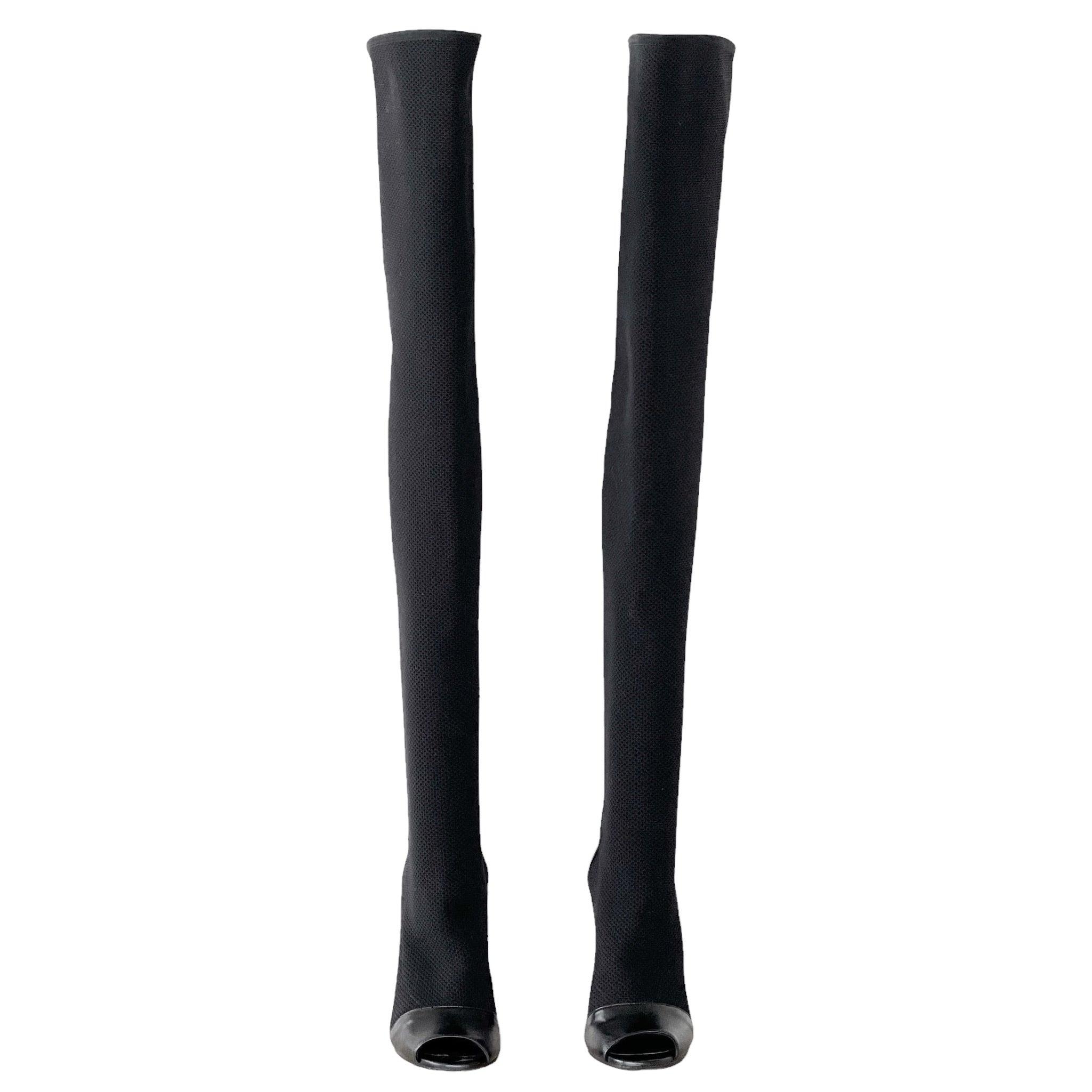 Balmain Black Over the Knee Aubane Boots Size 37 | Luxury High Heel Boots for Women | Perfect for Evening Parties & Night Out