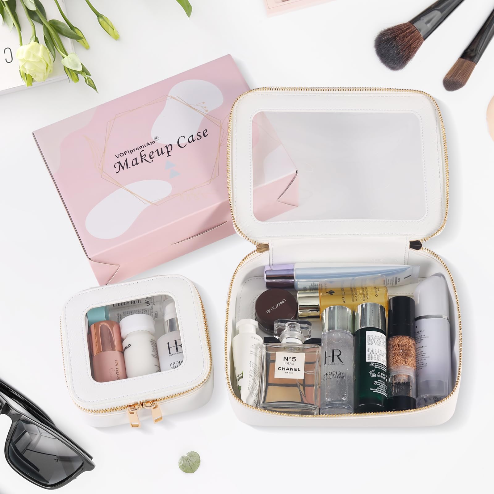 Waterproof Clear Toiletry Bag Set - Small Cosmetic & Makeup Organizer with Zipper for Women | Travel, Purse & Car Storage | Perfect for Airplane Trips, Gym & Daily Essentials