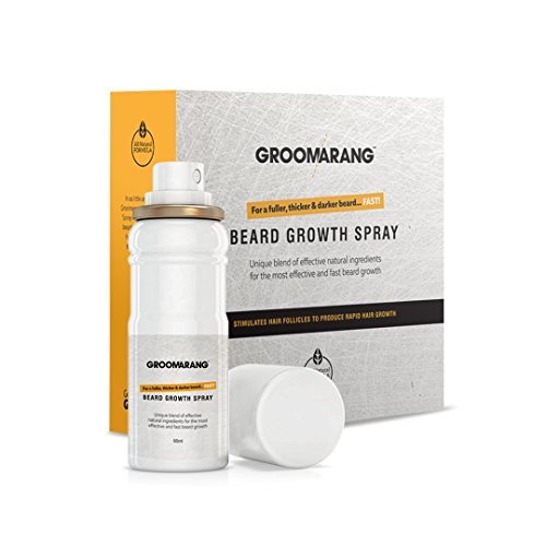 Groomarang Beard Growth Spray for Men - Natural & Fast Facial Hair Growth Serum with Biotin & DHT Blockers - Perfect for Thicker, Fuller Beards at Home or Gym