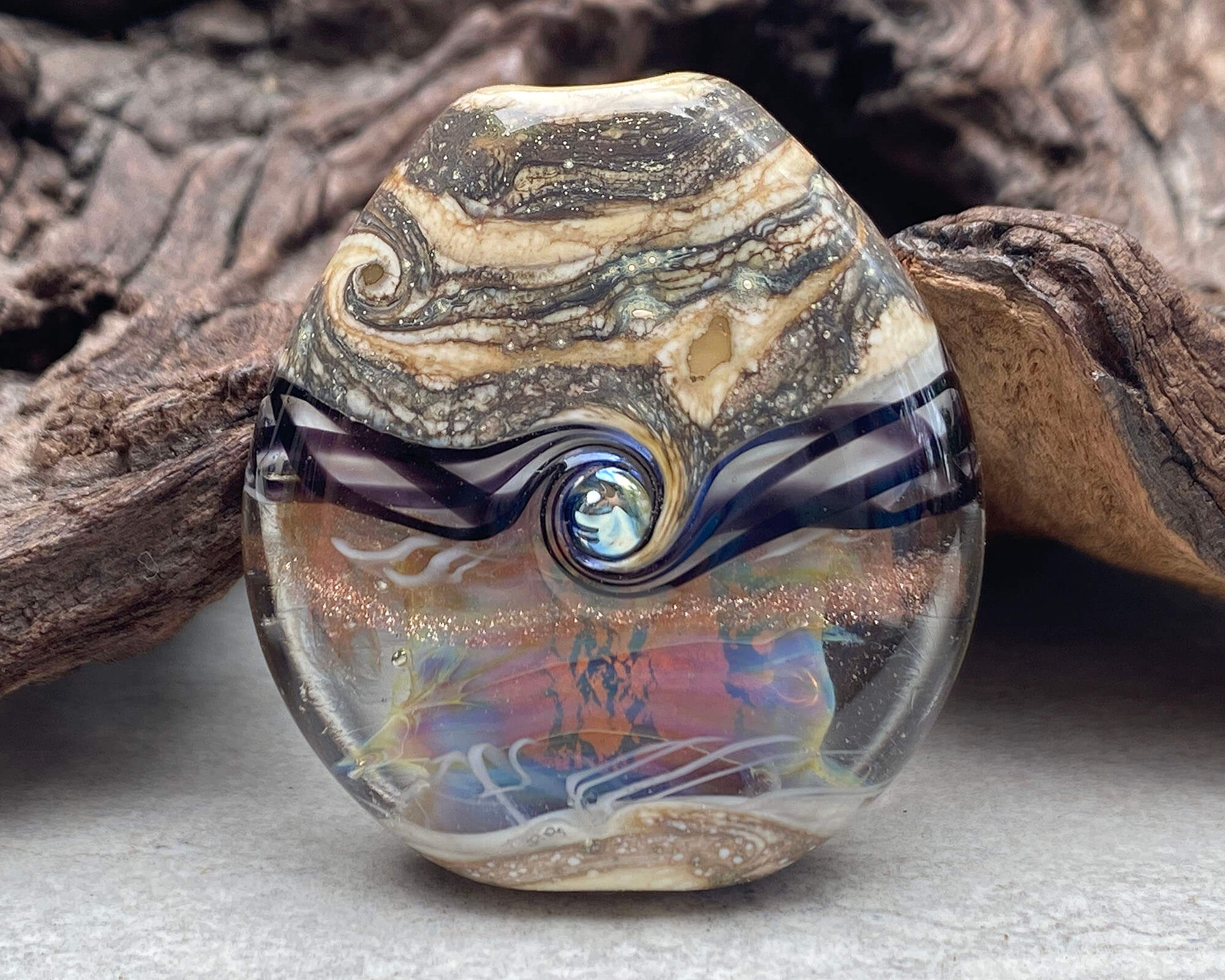 Handmade Fire Opal Organic Lampwork Focal Bead SRA - Perfect for Jewelry Making, DIY Crafts & Beading Projects