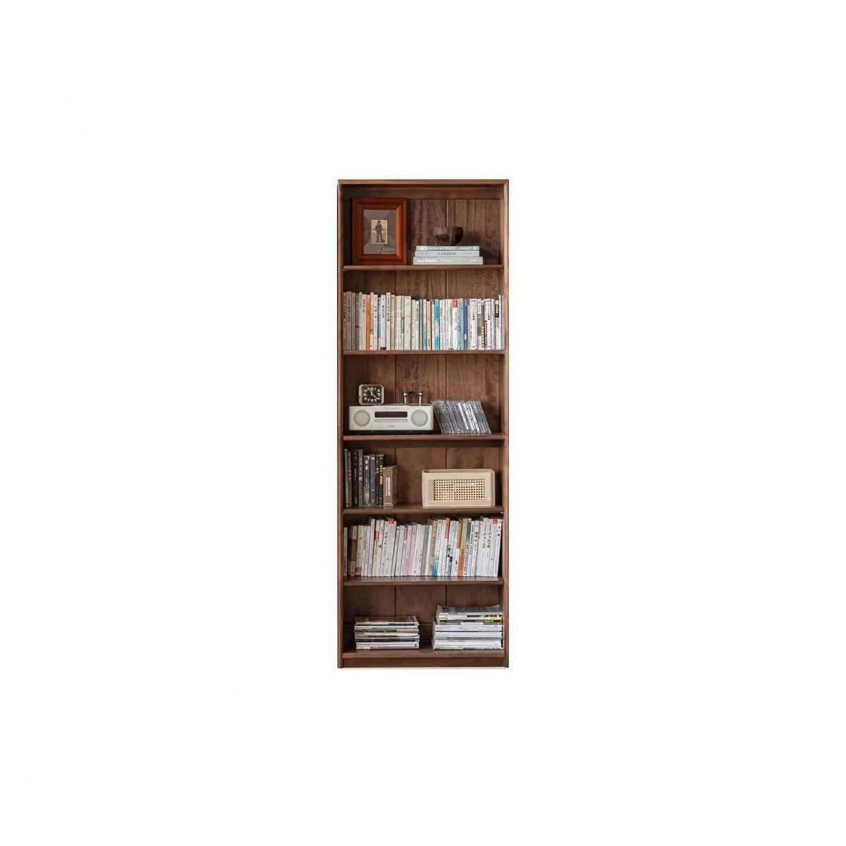 Solid Black Walnut Wood Bookcase with Glass Doors - Stylish Display & Storage Cabinet for Living Room, Office, or Library