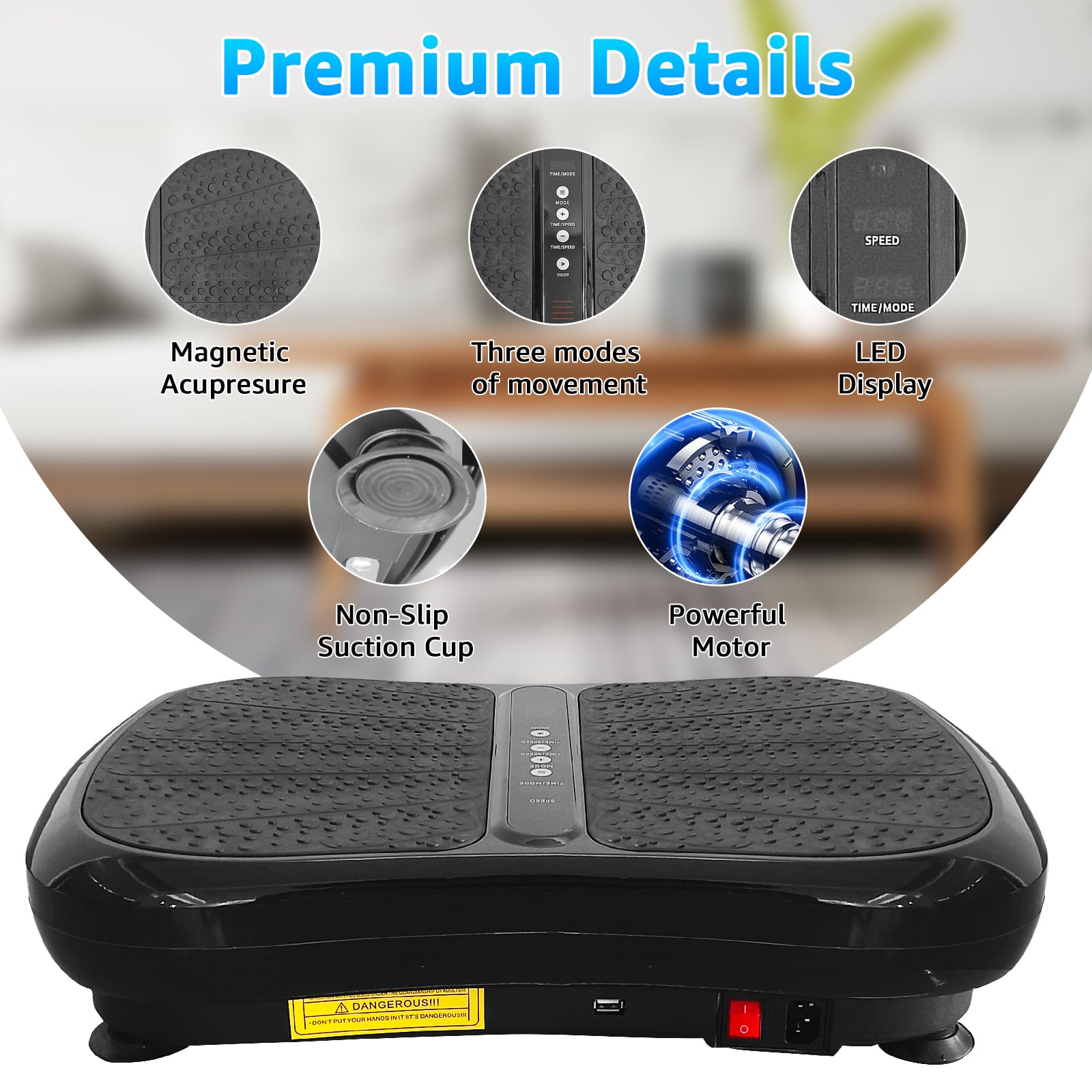 99 Levels 330LBS Mini Vibration Plate Exercise Machine - Whole Body Workout Vibration Fitness Platform with Resistance Bands - Home Training Equipment for Weight Loss, Toning & Muscle Recovery - Perfect for Home Gym, Physical Therapy & Post-Workout Recovery (Black)