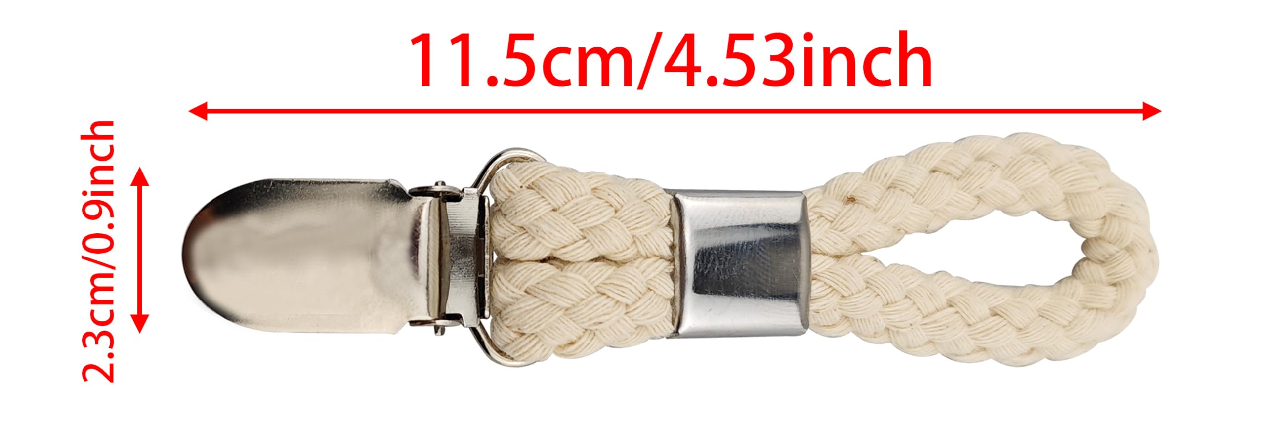 5PCS Braided Cotton Towel Clips - Beige Metal Hooks for Kitchen & Bathroom Storage