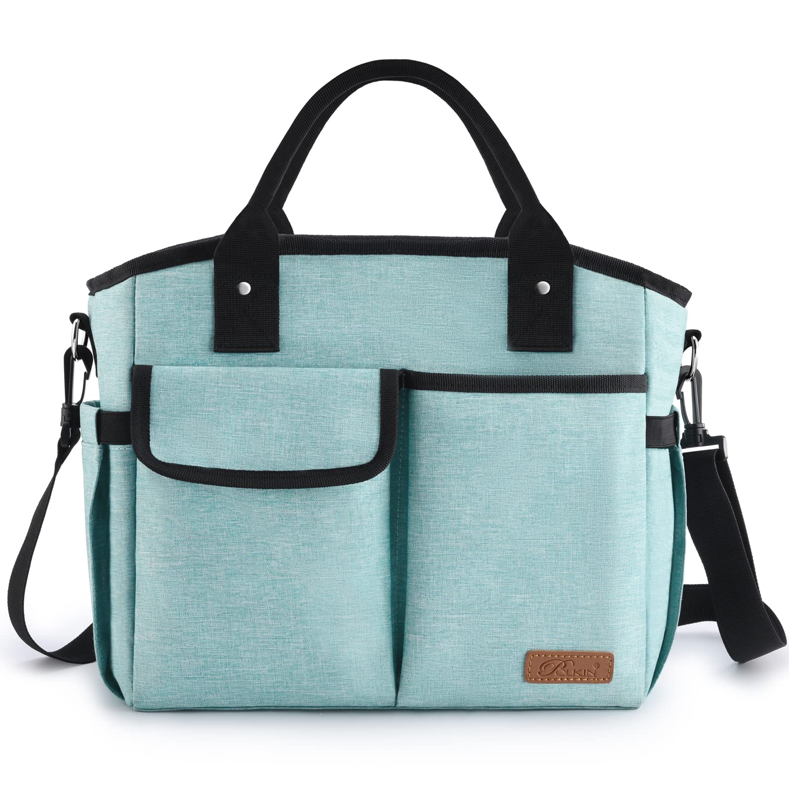 Polkin Insulated Lunch Bag Tote for Men & Women - Reusable Leakproof Cooler & Warmer Lunch Box for Work, Office, School - Large Lunch Tote with Adjustable Shoulder Strap - Perfect for Picnic, Beach, Camping & Outdoor Activities (Nile Blue)