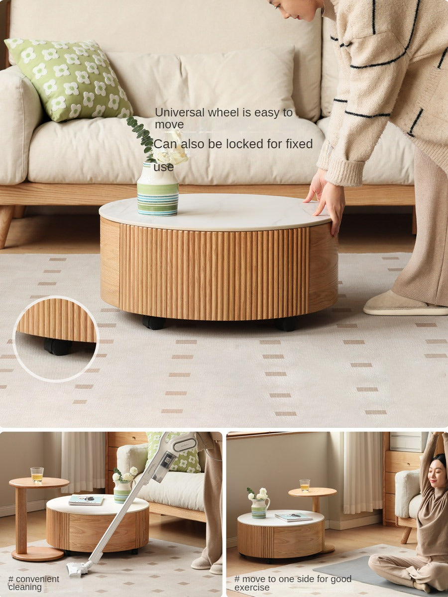 Solid Oak Wood Rocking Coffee Table - Rustic Living Room Furniture for Cozy Home Decor & Relaxation