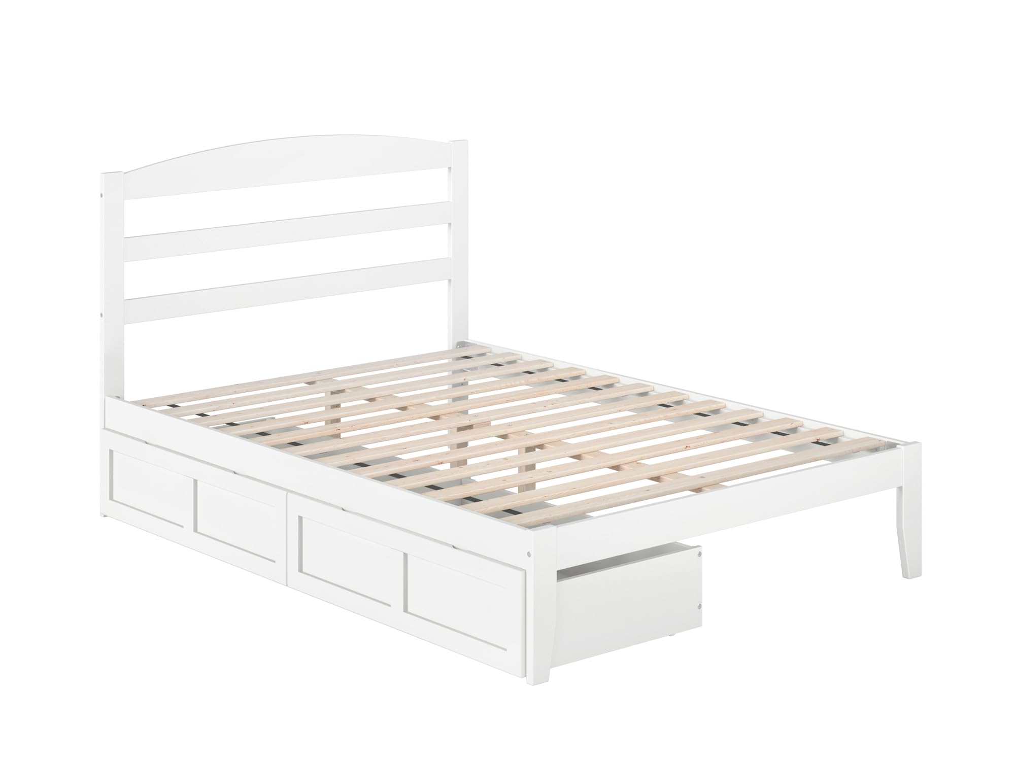 AFI Warren Full Size Platform Bed Frame with Storage Drawers (Set of 2) & Built-in USB Charging Ports - White Modern Bedroom Furniture for Small Spaces & Studio Apartments