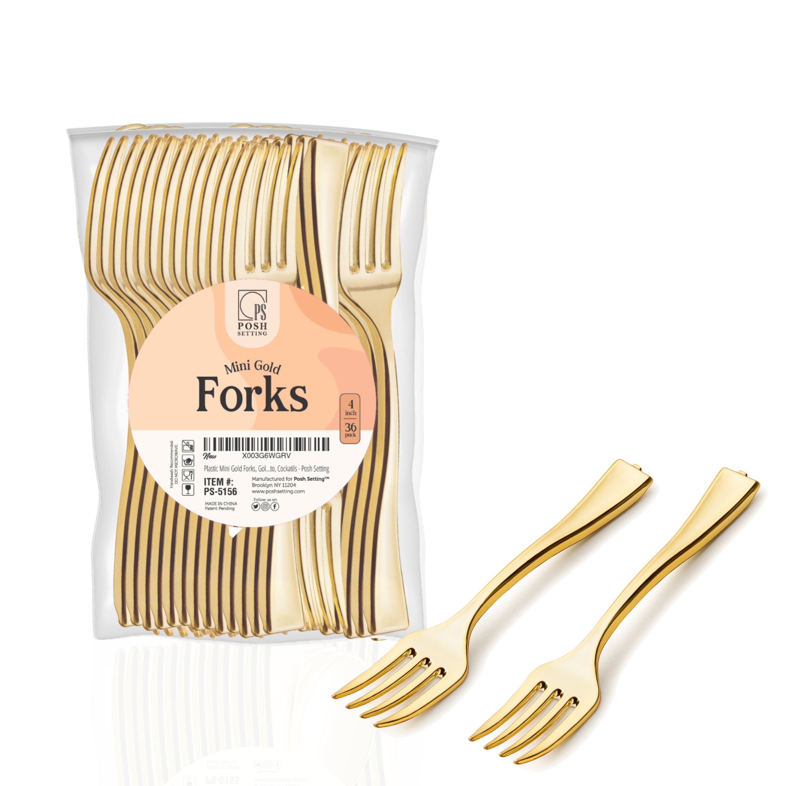4 Inch Mini Gold Plastic Tasting Forks - Small Appetizer Forks for Cheese, Desserts, Parties & Cocktail Events