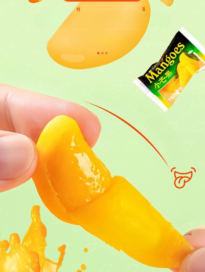 Chinese Mango Toffee Candy - Healthy Fruit Juice Gummy Snacks for Office & Travel (100G)
