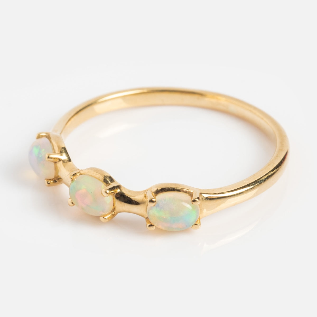 Solid Gold Bold Opal Trio Ring for Women - Elegant Stackable Statement Jewelry for Parties, Weddings & Special Occasions