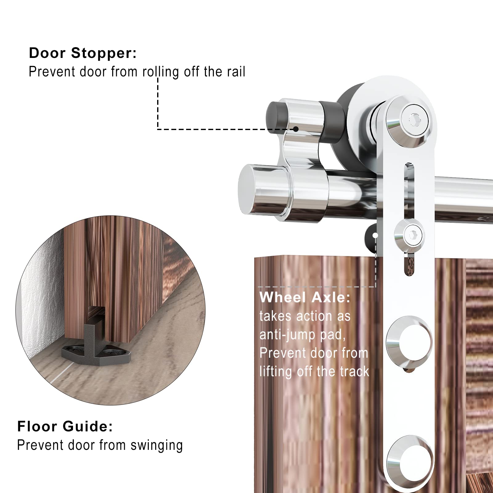 TSMST 9.6FT Heavy Duty Stainless Steel Sliding Barn Door Hardware Kit - Smooth & Quiet I-Style Track for Single Wood Doors | Perfect for Bedrooms, Closets & Farmhouse Style Homes