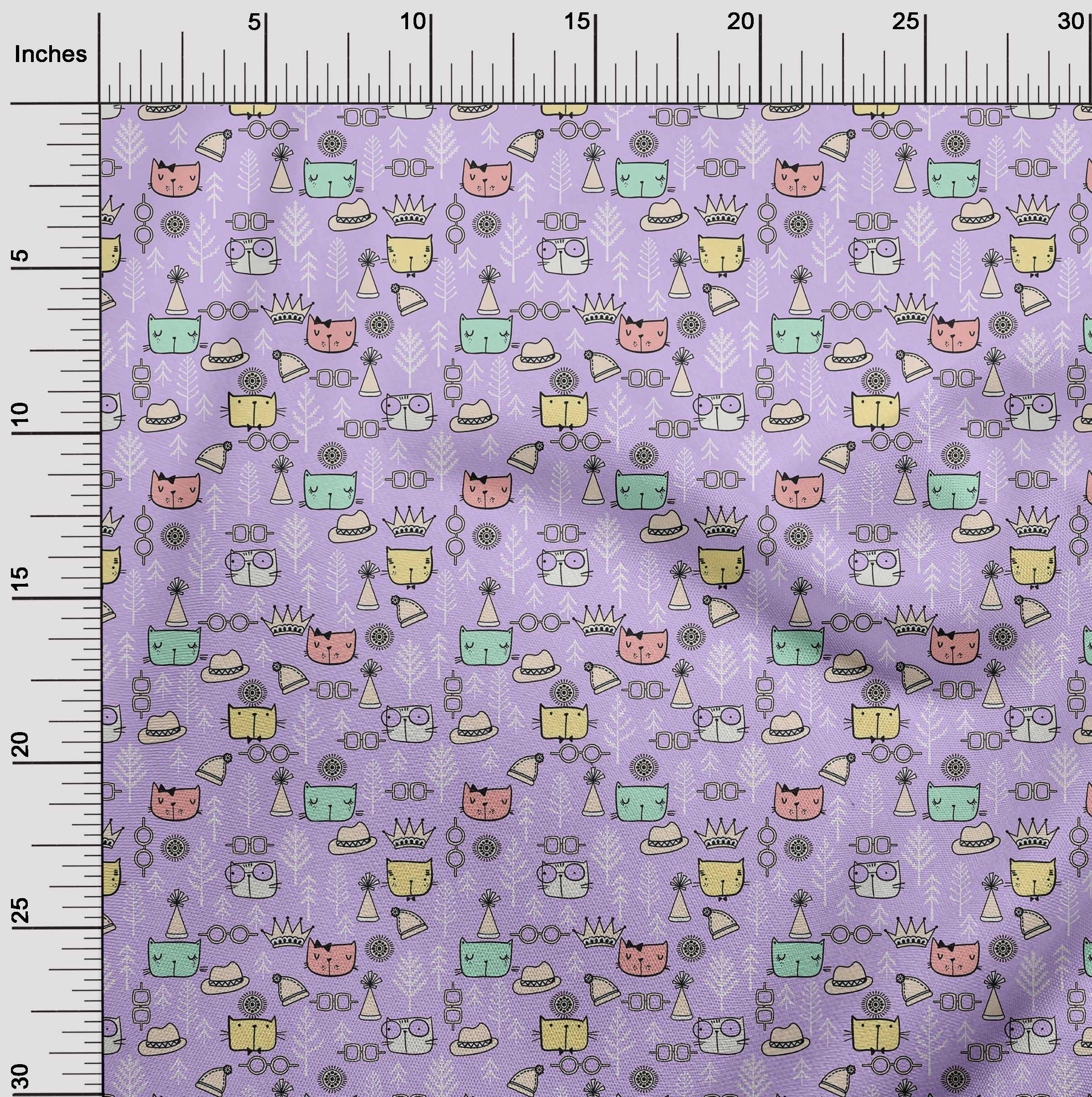 Premium 100% Cotton Cambric Purple Fabric for Kids - Soft Animal Print Quilting & Sewing Material by The Yard (56 Inch Wide, 290 GSM) - Perfect for DIY Baby Blankets, Clothing & Craft Projects
