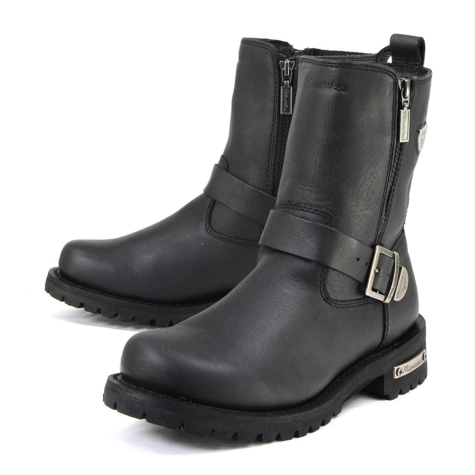 Milwaukee Afterburner Leather Motorcycle Boots for Men - Black | Durable & Comfortable Riding Boots for Cruisers, Touring & Adventure Bikes