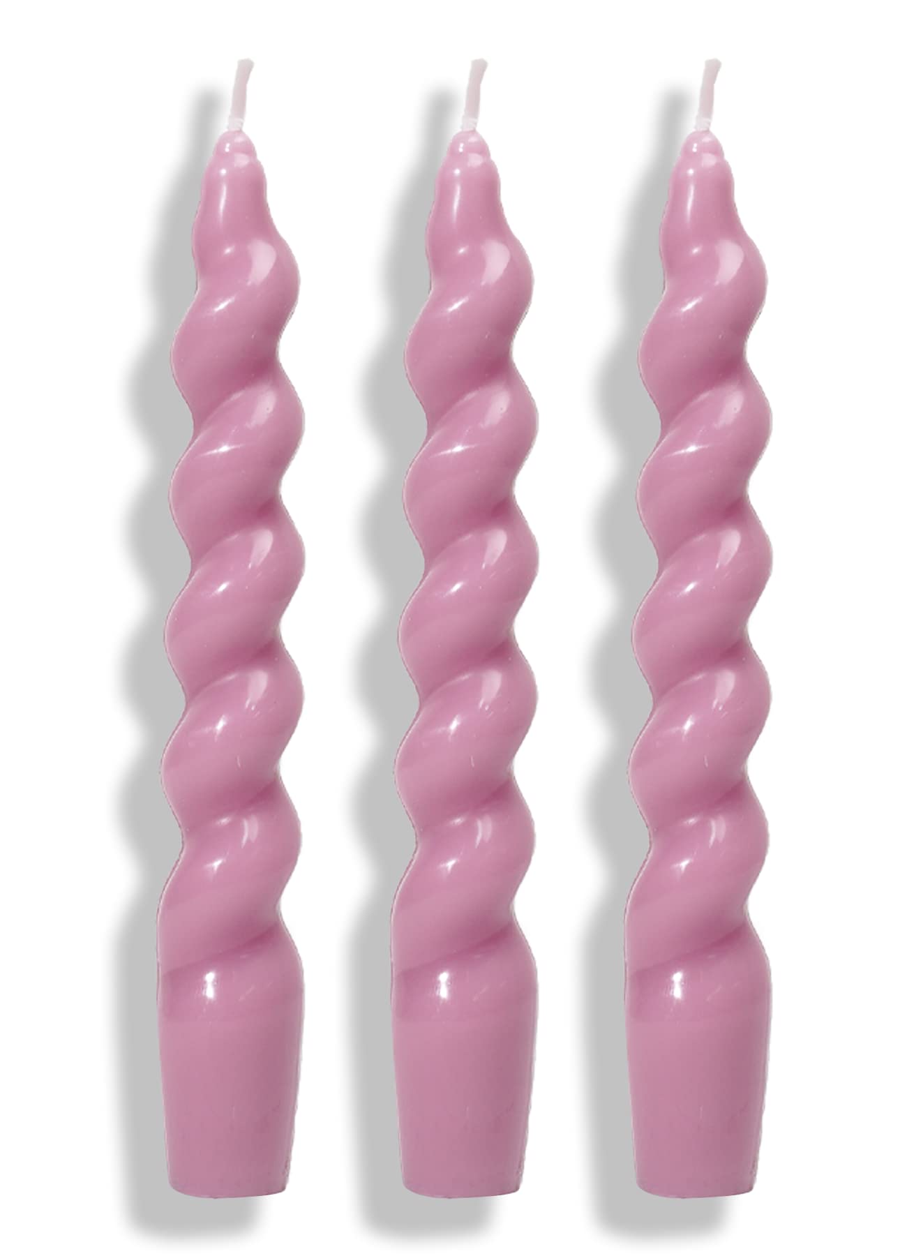 7.6 Inch Handmade Spiral Taper Dinner Candles - Unscented Dripless Wax Candles for Home Decor, Weddings, Romantic Dinners & Relaxation (Set of 3, Lavender) - Perfect for Table Centerpieces, Holiday Decor & Special Occasions