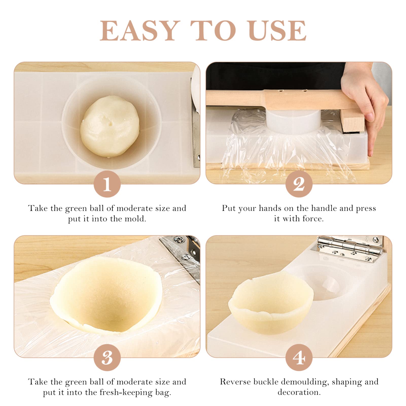 GANAZONO Tortilla Press - Plastic & Wood Dumpling Maker for Baozi, Pierogi, Ravioli & Hand Pies - Dough Press & Pastry Kitchen Tool for Homemade Mexican, Chinese & Italian Cuisine