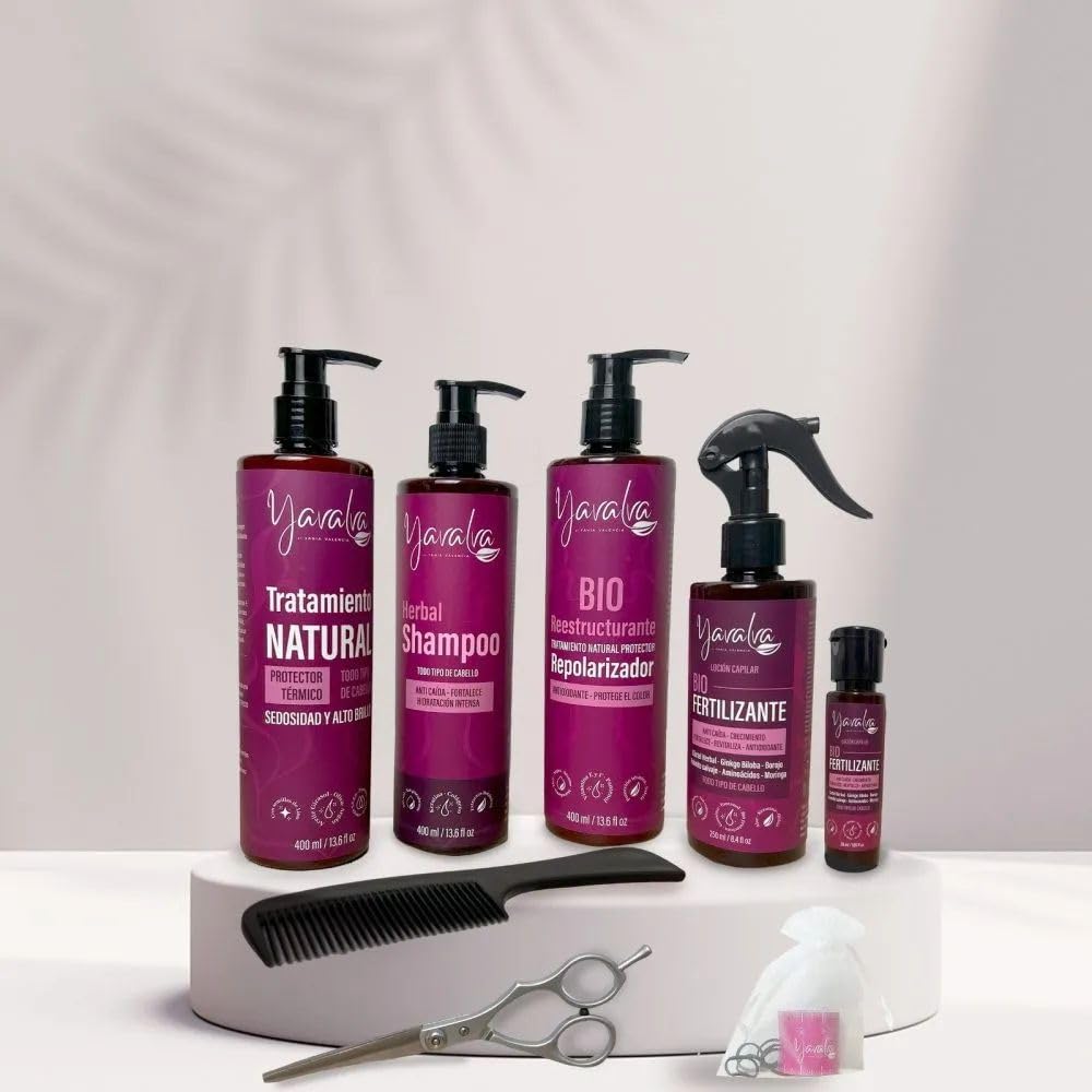 Yavalva Shampoo and Conditioner Set (5 Pack) - Natural Hair Treatment, Bio Restructuring & Bio Fertilizing Kit for Long Hair (250mL + 30mL) - All Hair Types - Perfect for Damaged Hair Repair & Daily Hair Care Routine
