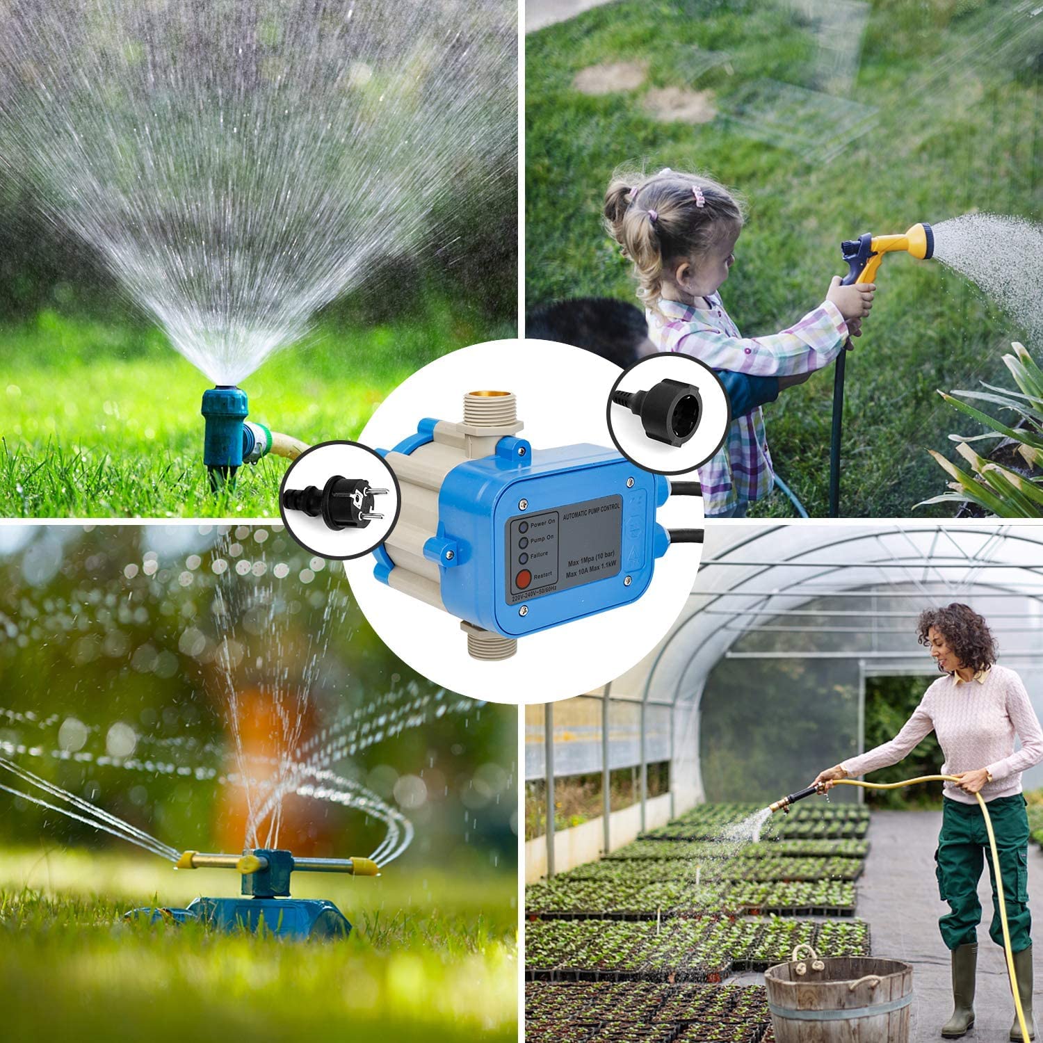 Automatic Water Pressure Switch, 10 Bar Electronic Pump Controller for Home Use - Ideal for Household Water Pumps, Garden Irrigation & Submersible Pumps
