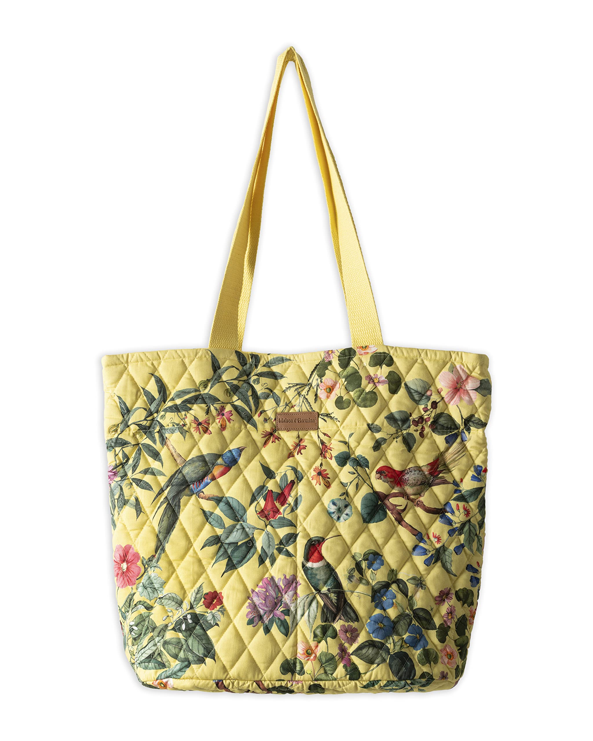 Maison d'Hermine Quilted Cotton Tote Bag with Zipper Pockets & Detachable Pouch - Stylish Shopping, Work, Travel & Lunch Bag for Women | Durable Grocery & Office Essentials Carrier