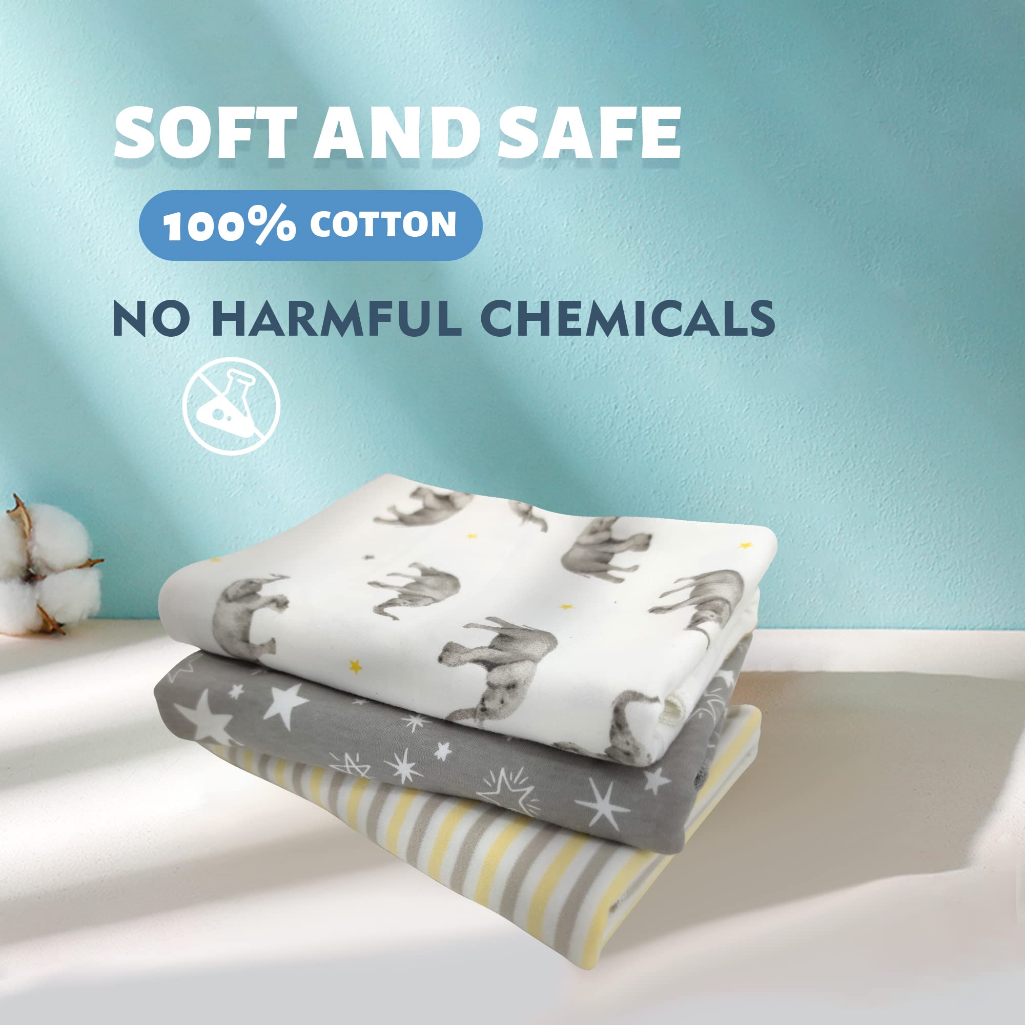 6 Pack 100% Cotton Newborn Swaddle and Hat Set - Soft Muslin Baby Blankets 35