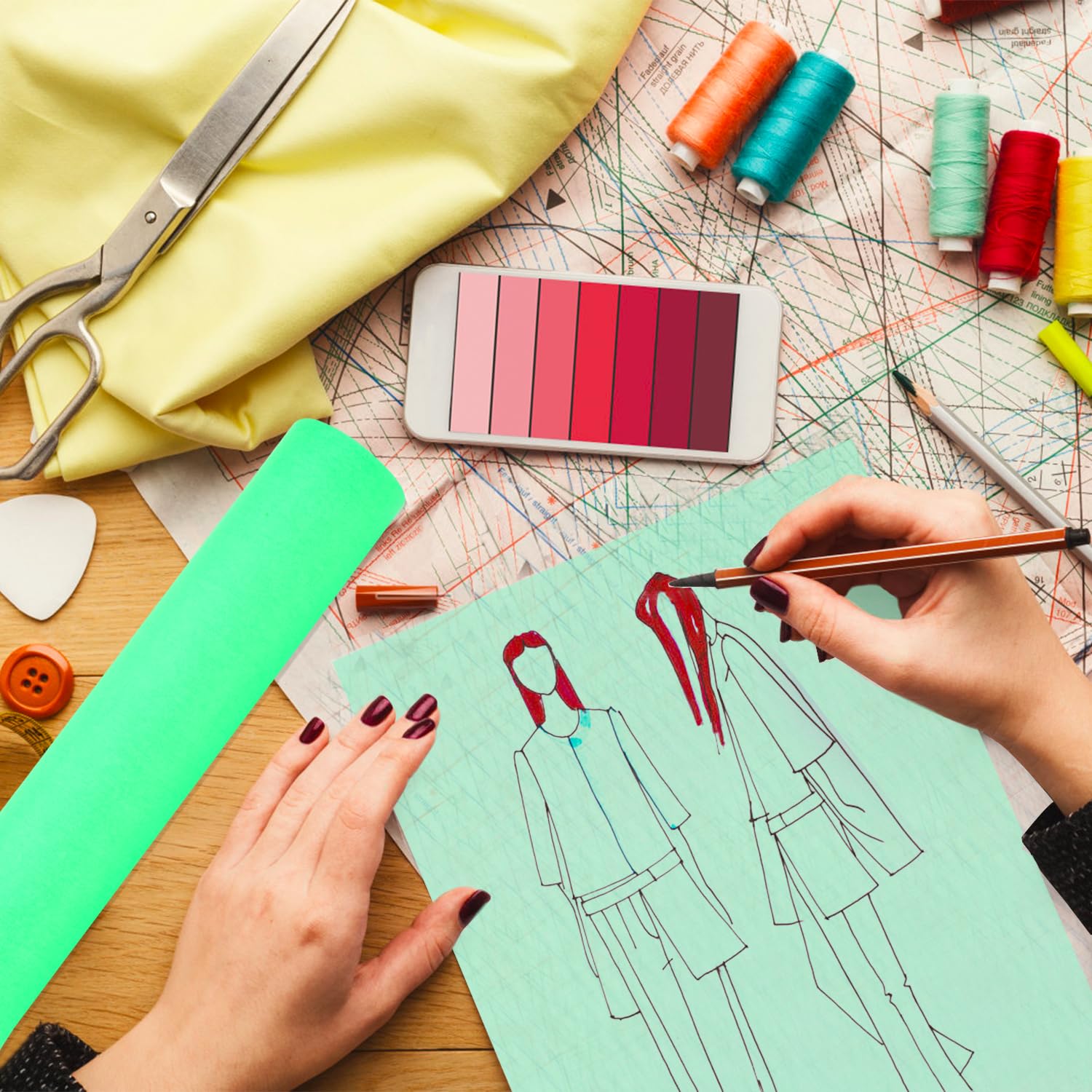 12'' x 50 Yards Tracing Paper Roll - Premium Sewing Pattern Paper for Ink, Pencil & Markers | Pattern Drafting, Fashion Design & DIY Projects | Green Tracing Paper for Sewing, Quilting & Crafting