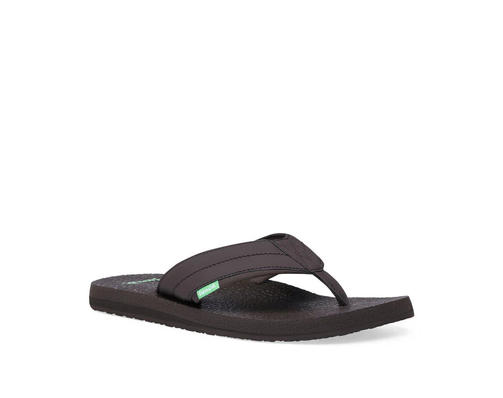 Sanuk Men's Beer Cozy 2 Comfortable Sandals - Dark Brown | Breathable Yoga Mat Footbed | Perfect for Beach, Pool & Summer Outdoor Activities