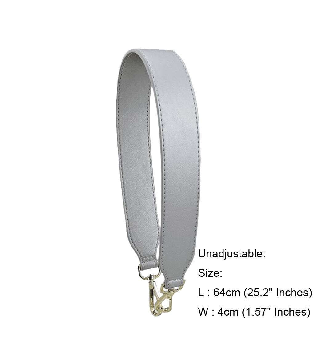 Simple Style Short Unadjustable Replacement Handbag Strap - PU Leather Shoulder Strap for Purses & Bags (Silver) | Perfect for Everyday Use, Office & Shopping