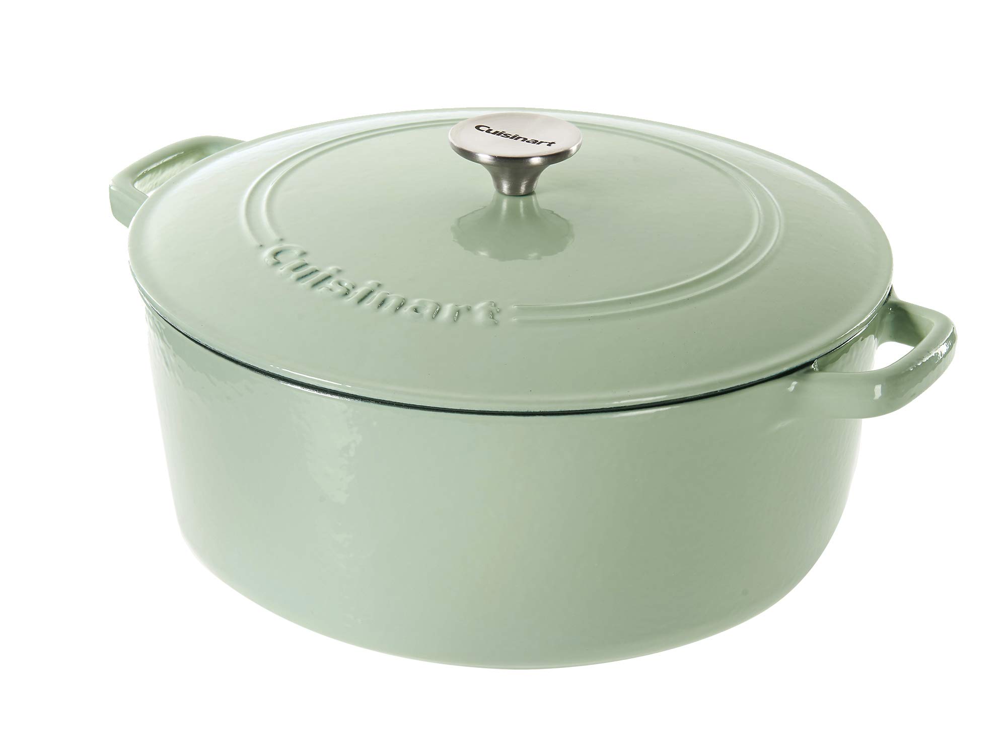 Cuisinart 7 Quart Cast Iron Casserole Dutch Oven - Mint Green Enameled Cookware for Braising, Stewing & Baking - Perfect for Soups, Stews, Bread & One-Pot Meals