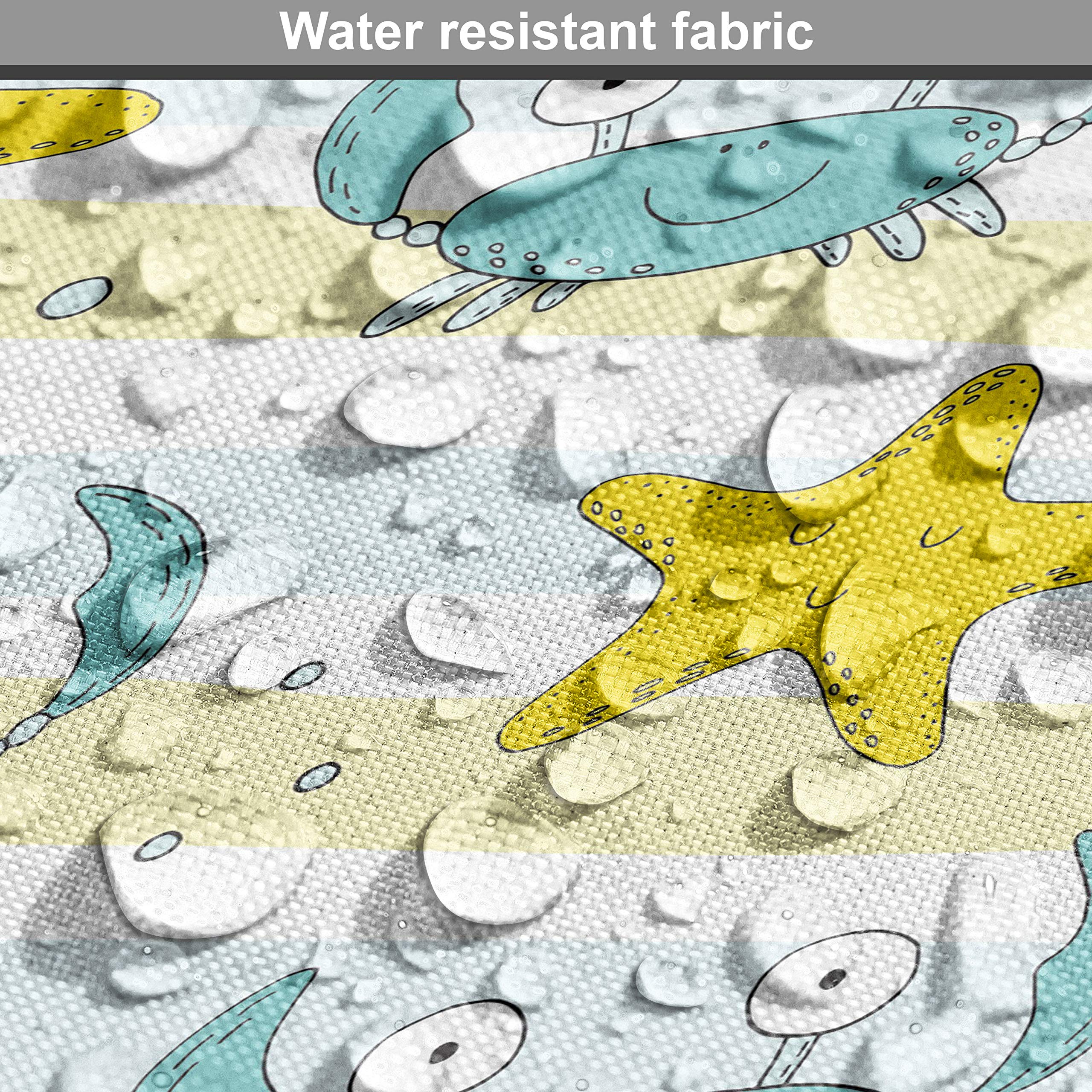 Ambesonne Marine Fabric by The Yard - Ocean Theme with Crabs, Starfish, Bubbles & Lines - Decorative Upholstery Fabric for Sofa, Curtains & Home Decor - 10 Yards Yellow Seafoam - Perfect for Coastal Living Rooms, Beach House Decor & Nautical Themed Bedrooms