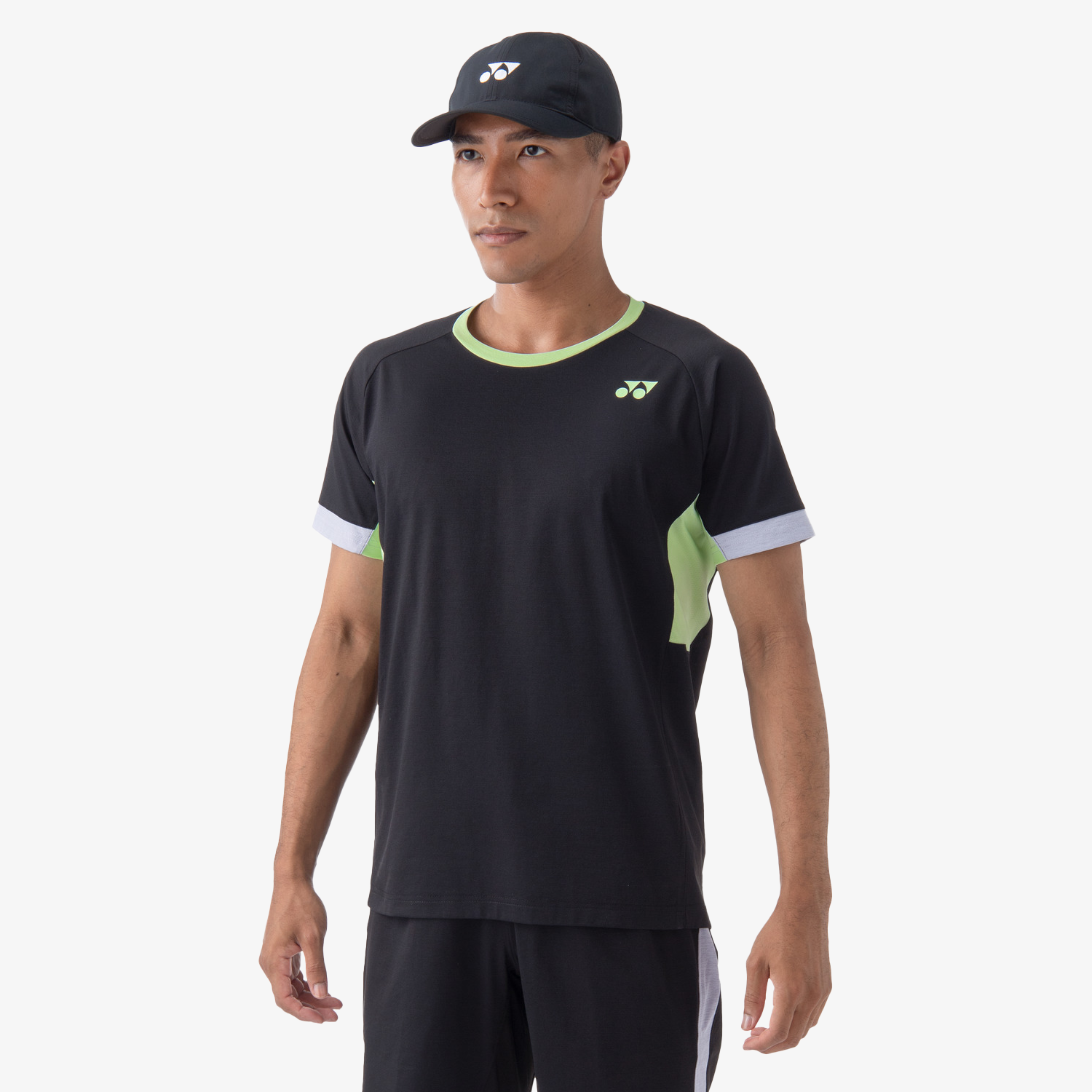 Yonex Men's Crew Neck Tennis Shirt 10563 - Black | Moisture-Wicking Performance Top for Tennis, Golf & Casual Wear