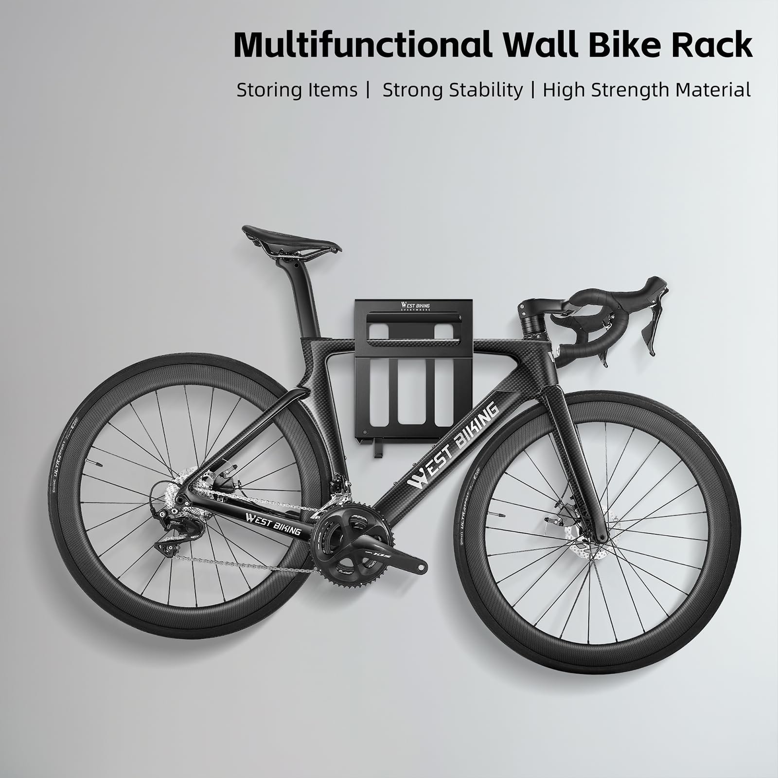 Bike Wall Mount Holder - Heavy Duty Mountain Bike Storage Rack for Indoor & Outdoor Use - Space Saving Bike Hanger Stand for Garage, Apartment, or Shed Organization