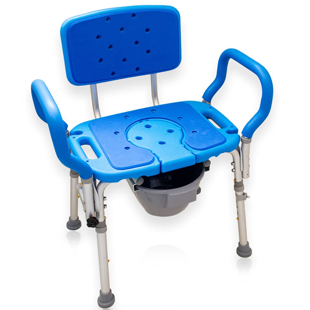 Platinum Health Samson Deluxe Bariatric 3-in-1 Shower/Bath/Commode Chair - 600lb Weight Capacity, Adjustable Height, Padded Seat with Cutout & Insert - Heavy Duty Mobility Aid for Elderly & Disabled (Home Care, Hospital, Rehab Use)