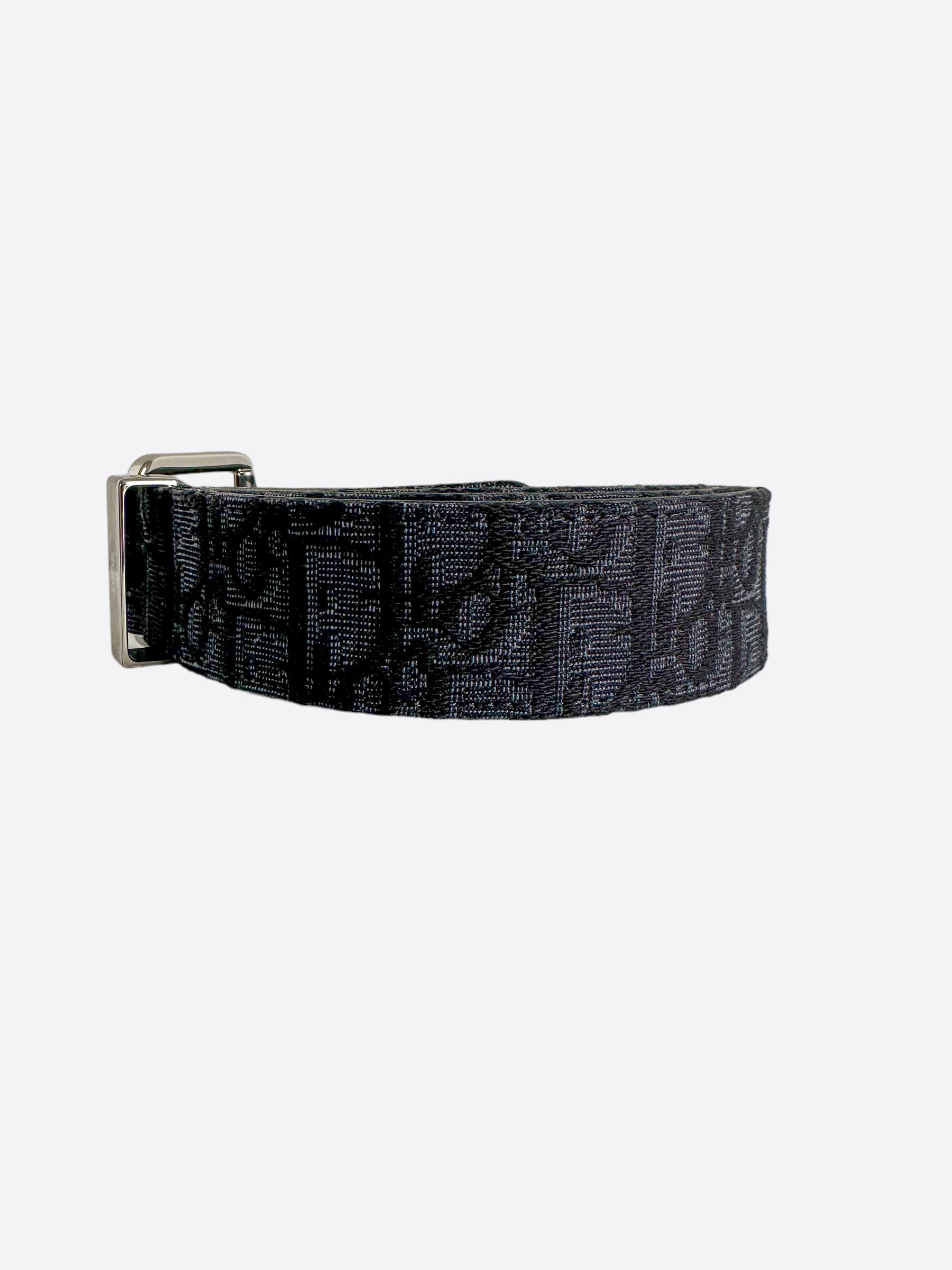 Dior Black Oblique Silver Buckle Belt for Men & Women | Luxury Designer Fashion Accessory | Perfect for Casual, Office & Formal Outfits