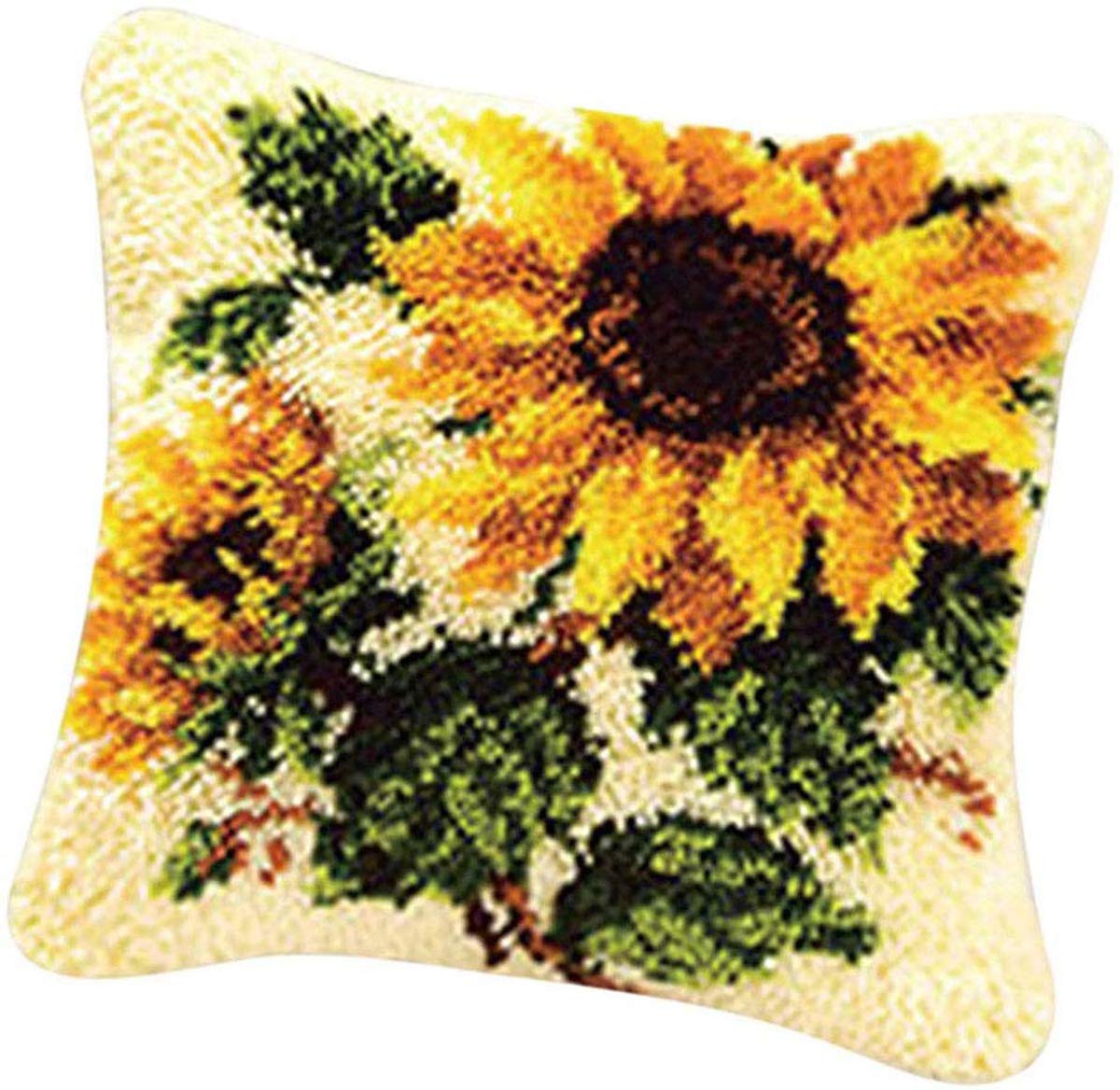 DIY Latch Hook Kits for Adults & Kids - Sunflower Printed Pillowcase Crochet Needlework Craft Kit | Home Decor & Gift Idea for Craft Lovers