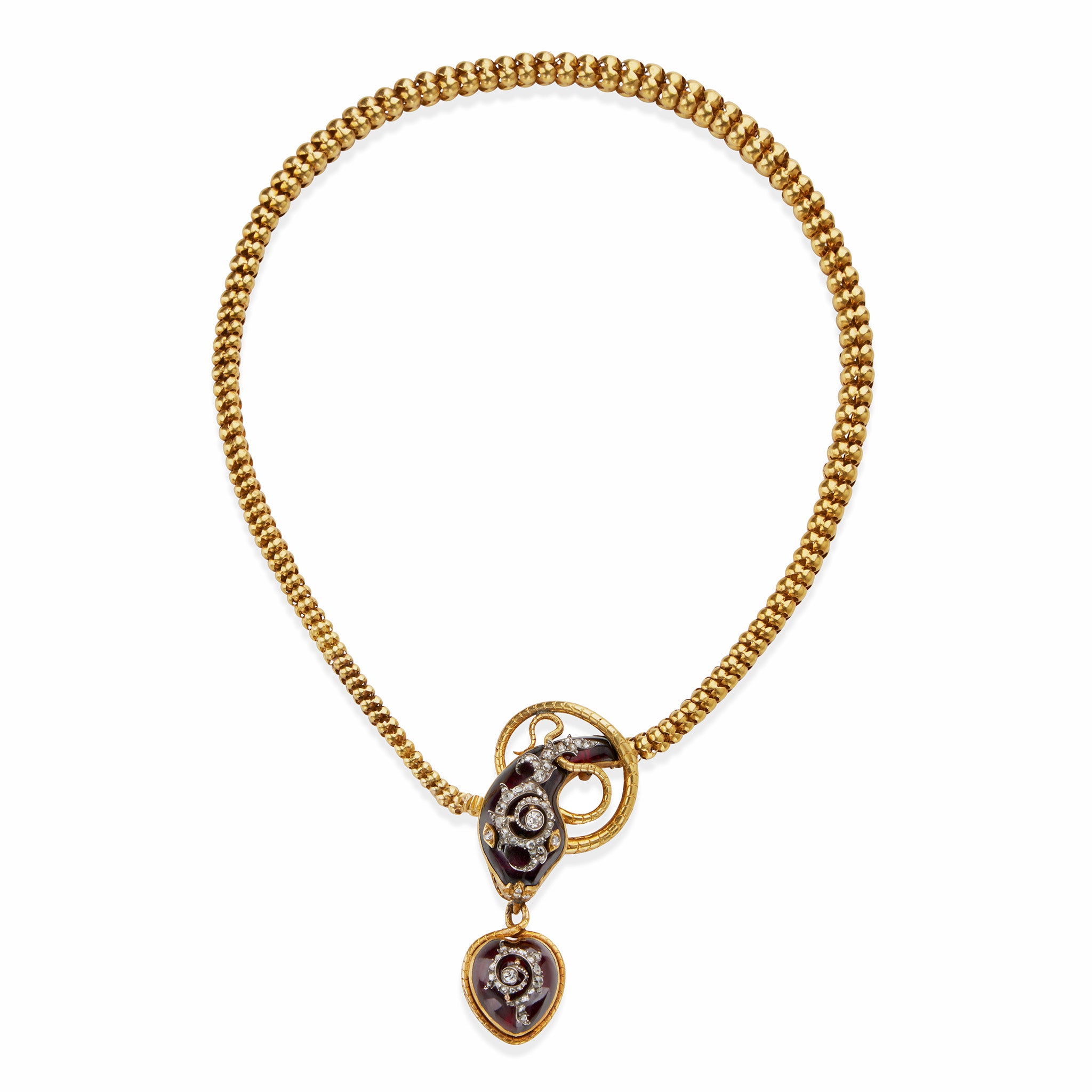 Antique Garnet Serpent Locket Necklace - Vintage Jewelry for Women - Perfect for Gothic Fashion, Victorian Costume & Romantic Gifts