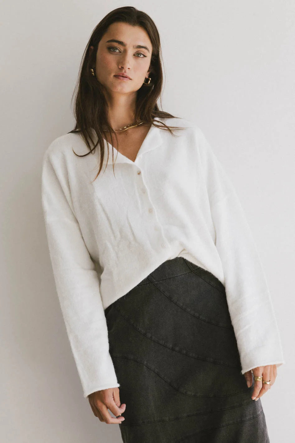 White Maci Cardigan for Women | Cozy Knit Sweater | Perfect for Fall & Winter Layering | FINAL SALE