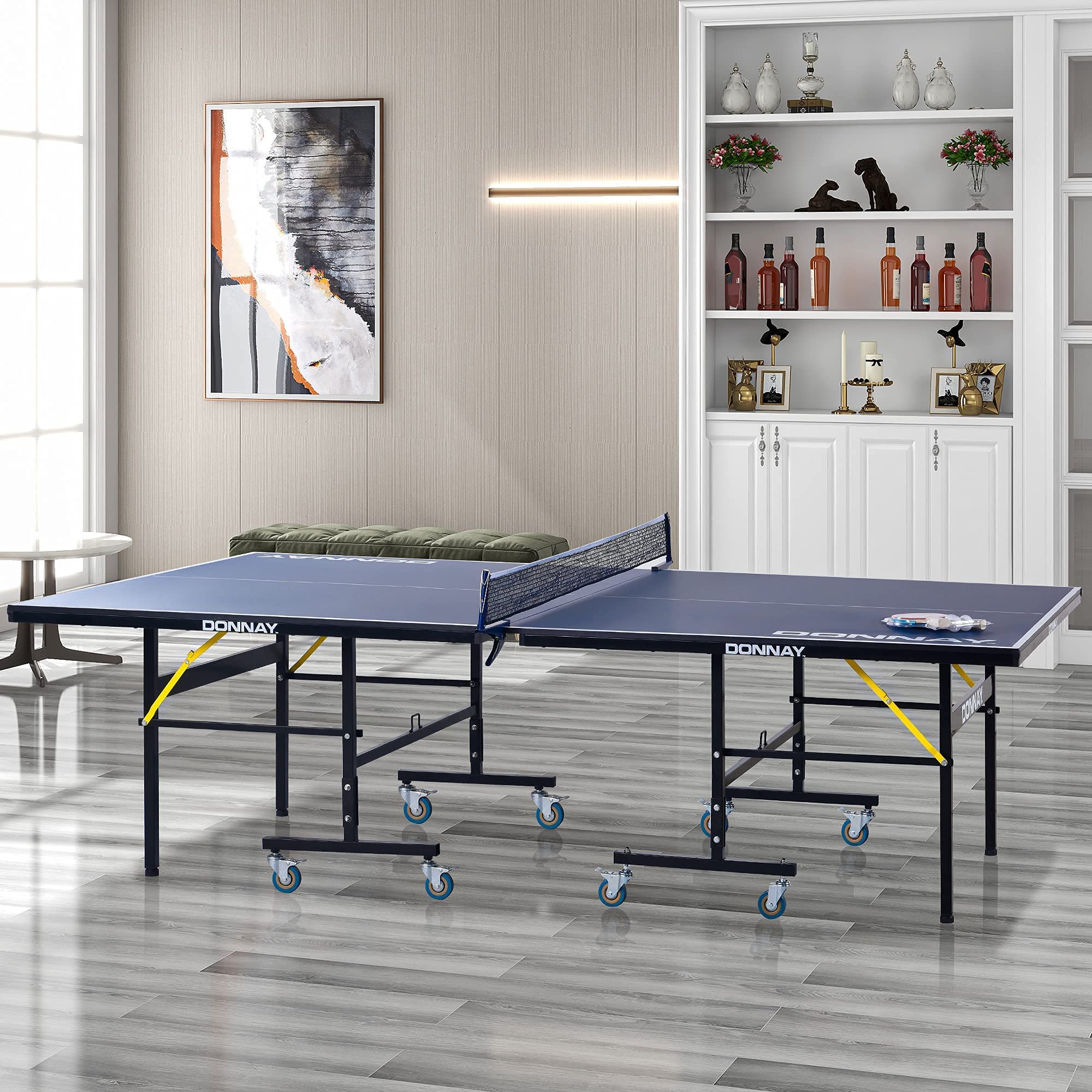 Competition-Ready Indoor & Outdoor Table Tennis Table with Lockable Wheels - Foldable & Portable Ping Pong Table for Home, Office, Gym, and Backyard Fun
