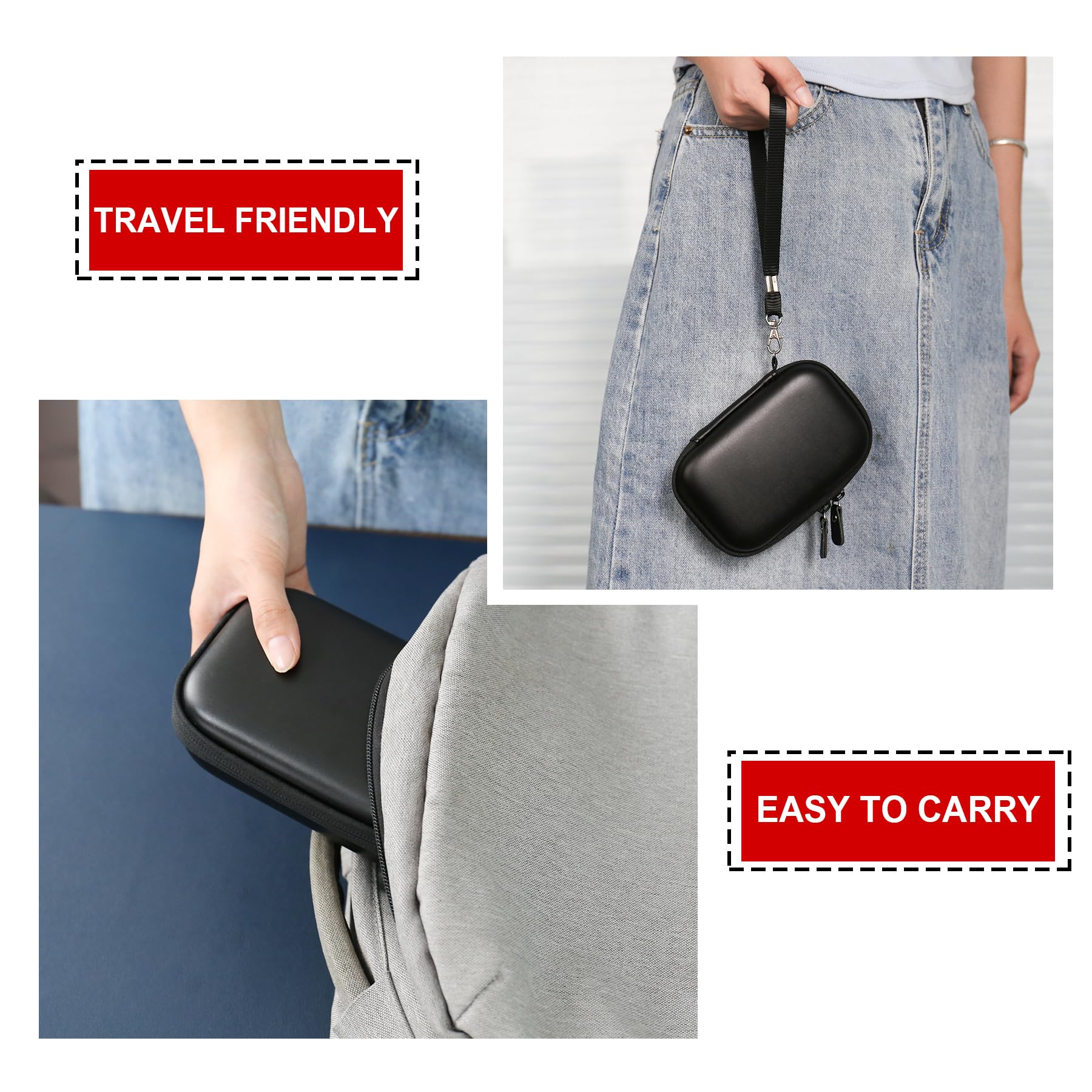 Supmay Hard Carrying Case for KODAK Step Instant Photo Printer - Durable Protective Cover with Zippered Mesh Pocket for USB Cable & Photo Paper (Black) | Perfect for Travel, Parties & Photo Storage