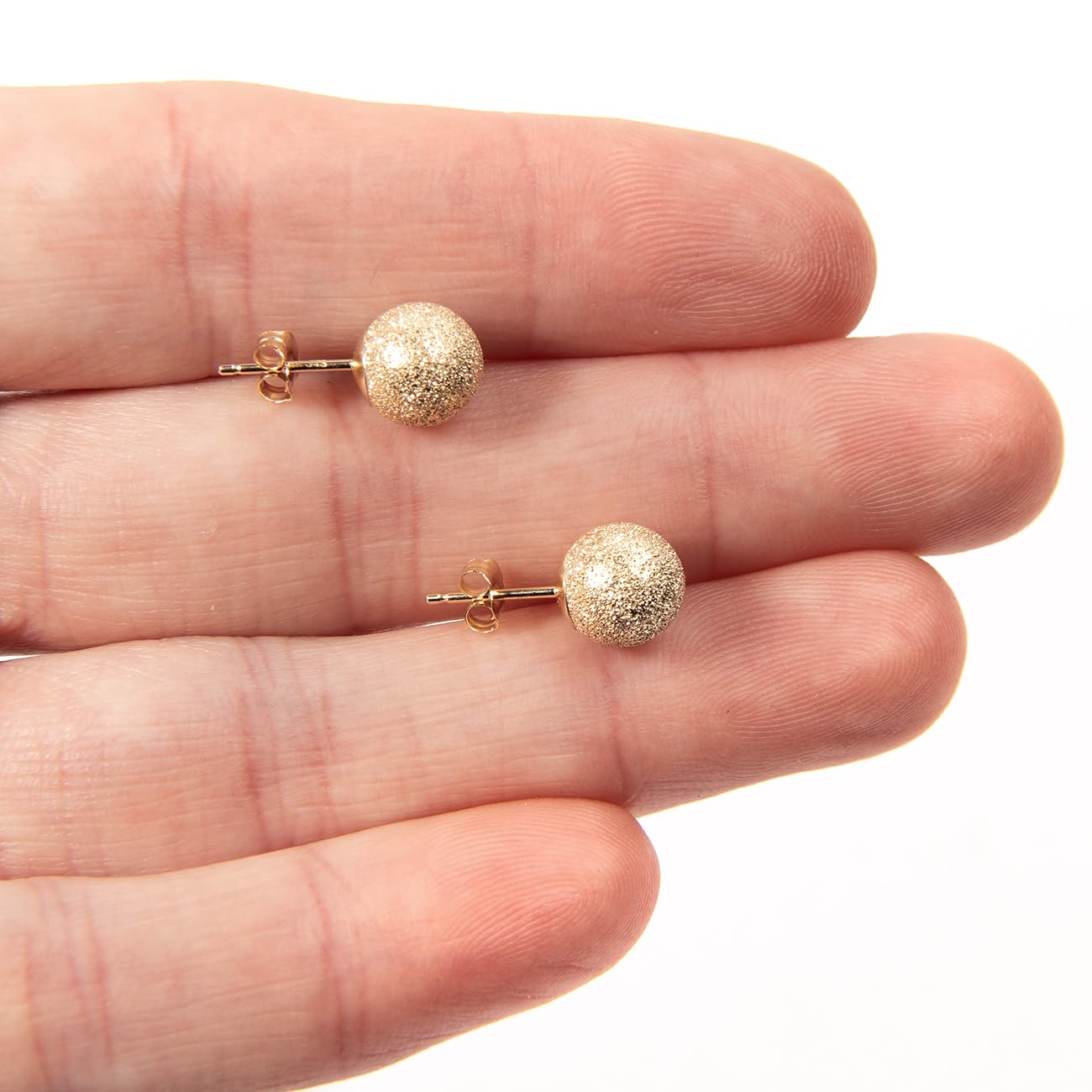 14k Gold Stud Earrings for Women - Butterfly Back Design Ball Earrings (3/4/5/6/7/8mm) | Perfect Anniversary, Valentine's Day & Birthday Gift for Her | Elegant Jewelry for Date Nights, Weddings & Special Occasions