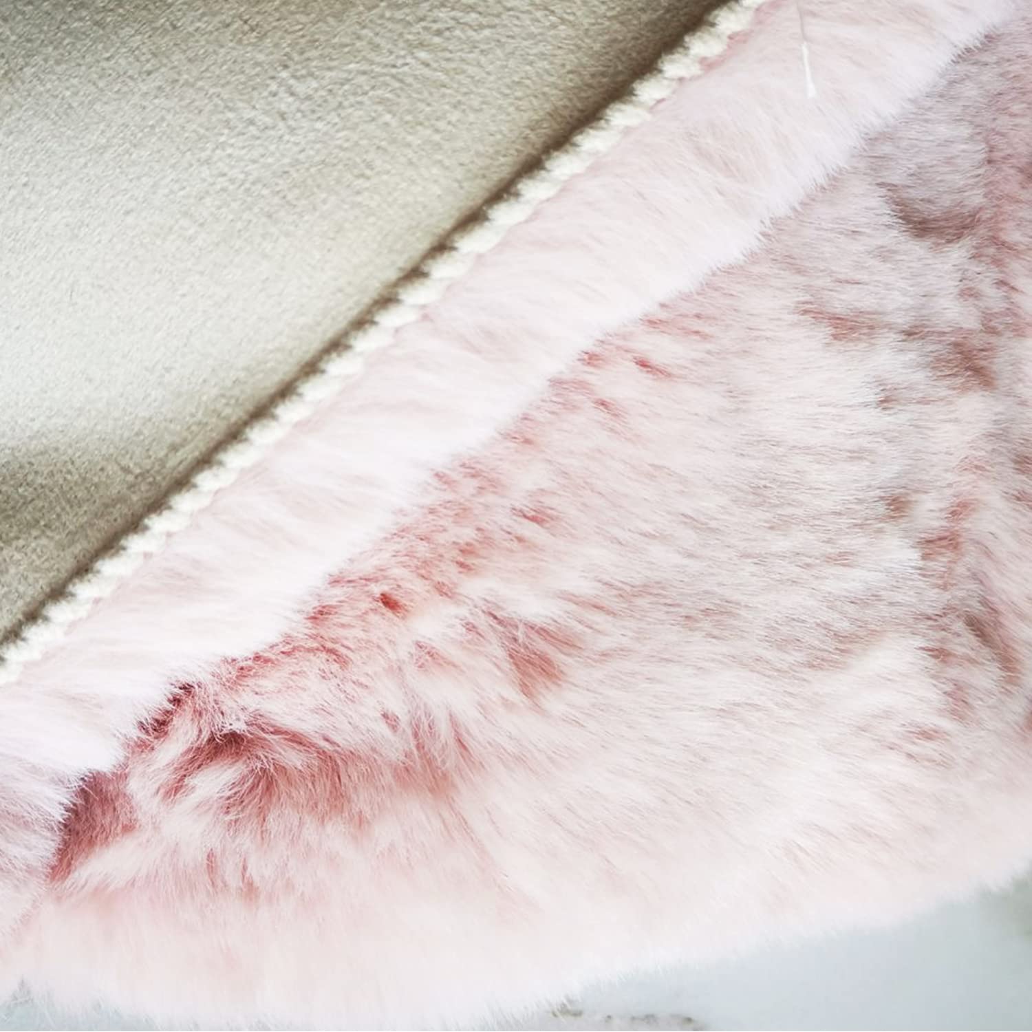 Ghouse Ultra Soft Faux Rabbit Fur Rug 5x8 Feet - Machine Washable Fluffy Area Rug for Bedroom & Living Room - Non-Shedding Pink Sheepskin Carpet - Perfect for Cozy Home Decor, Nursery & Pet-Friendly Spaces