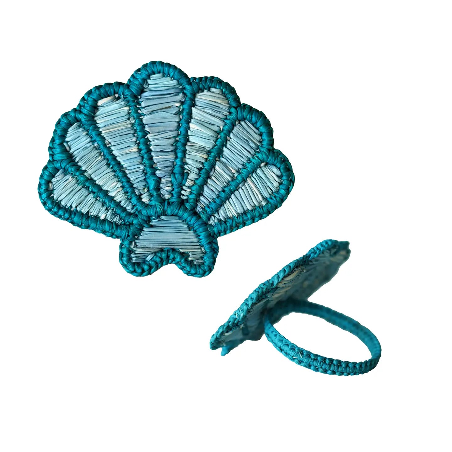 Elegant Blue Seashell Napkin Rings - Set of 6 for Beach Wedding Decor, Coastal Table Setting, and Summer Dinner Party Accessories