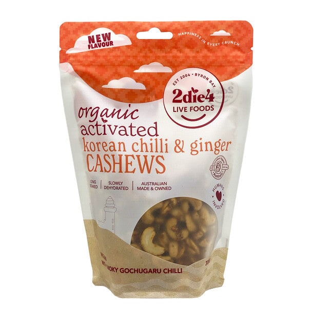 Organic Activated Chili & Ginger Cashews – Gluten-Free, Vegan Snack for Energy Boost – Perfect for Hiking, Travel & Healthy On-the-Go Snacking